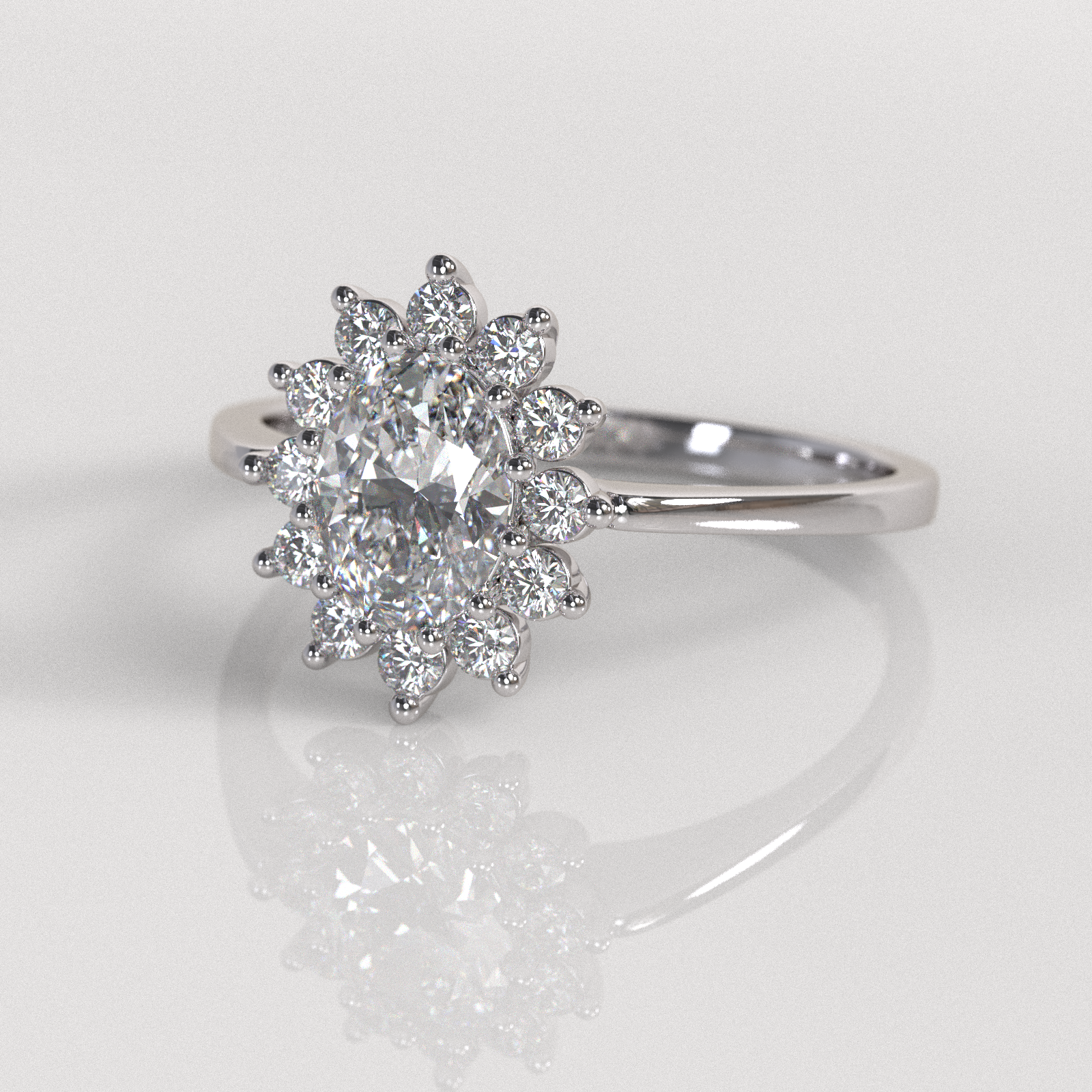 Anillo de Compromiso Reina - Oro Blanco 18K