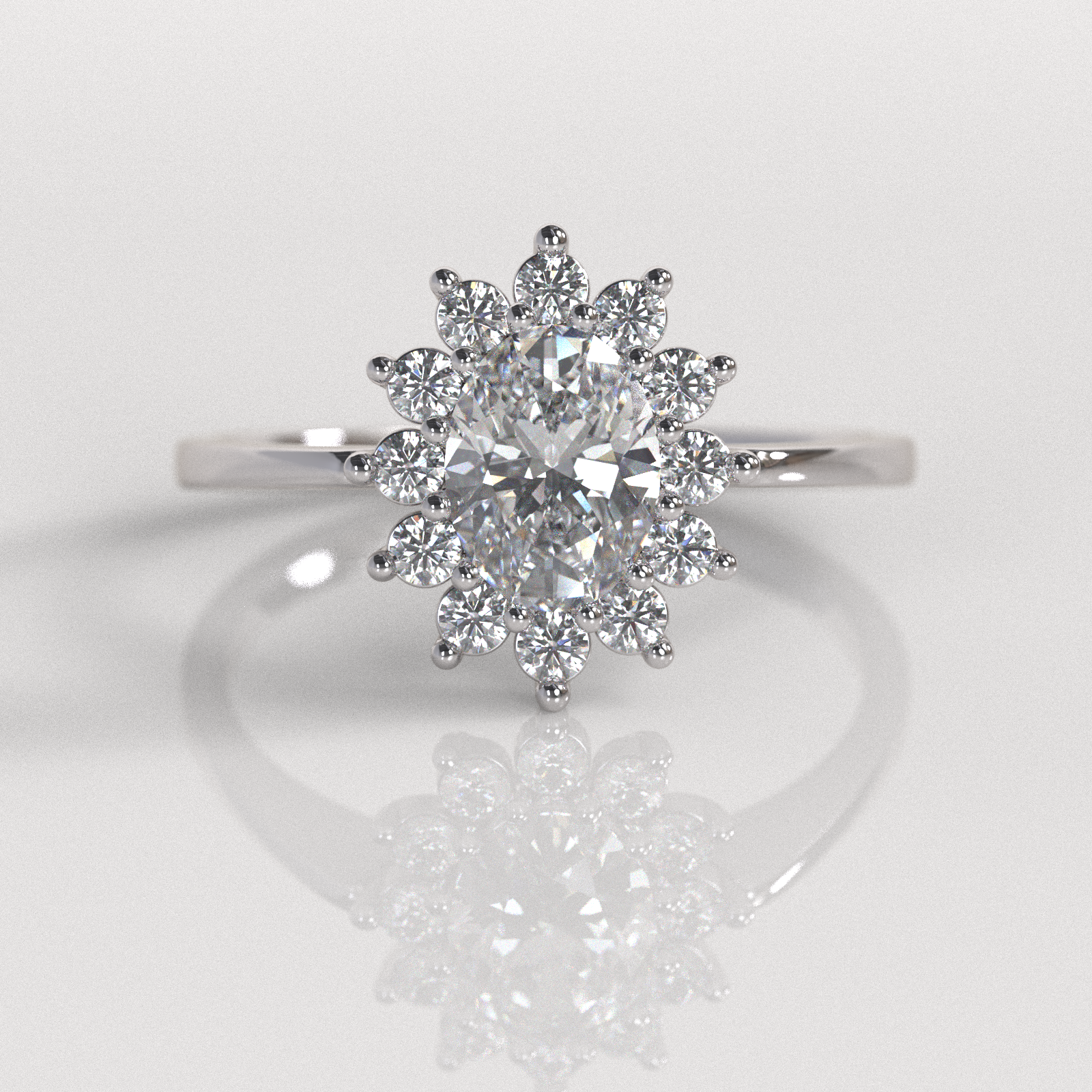 Anillo de Compromiso Reina - Oro Blanco 18K