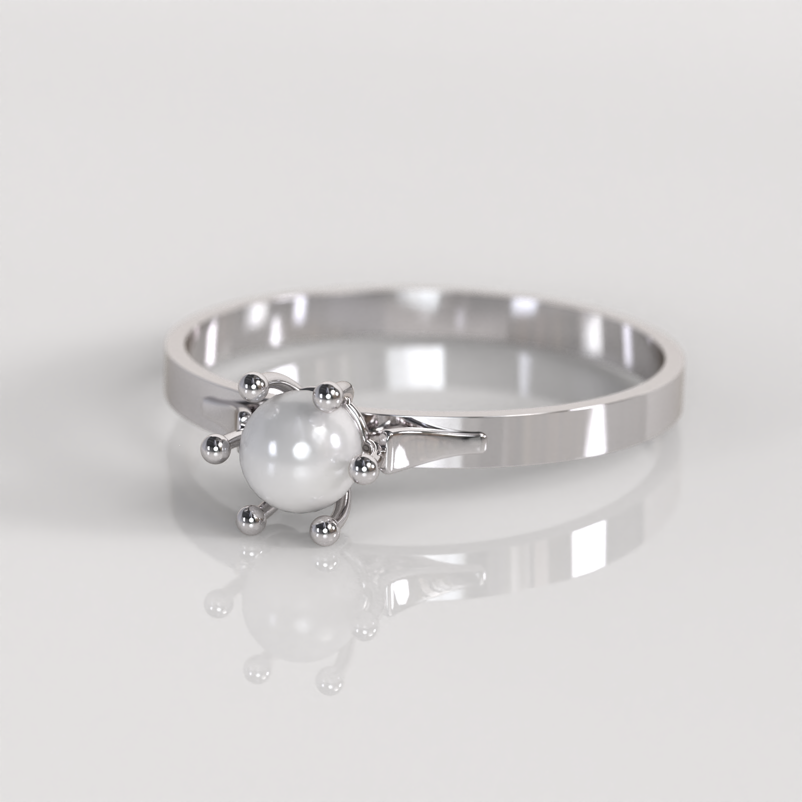 Anillo Pistilo - Oro Blanco 18K