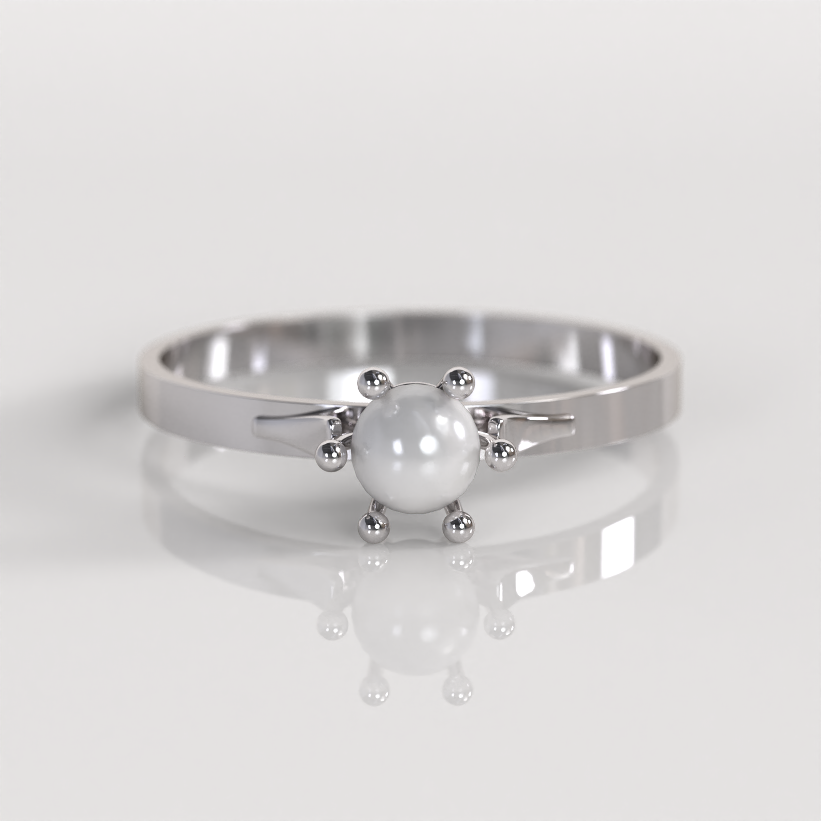 Anillo Pistilo - Oro Blanco 18K