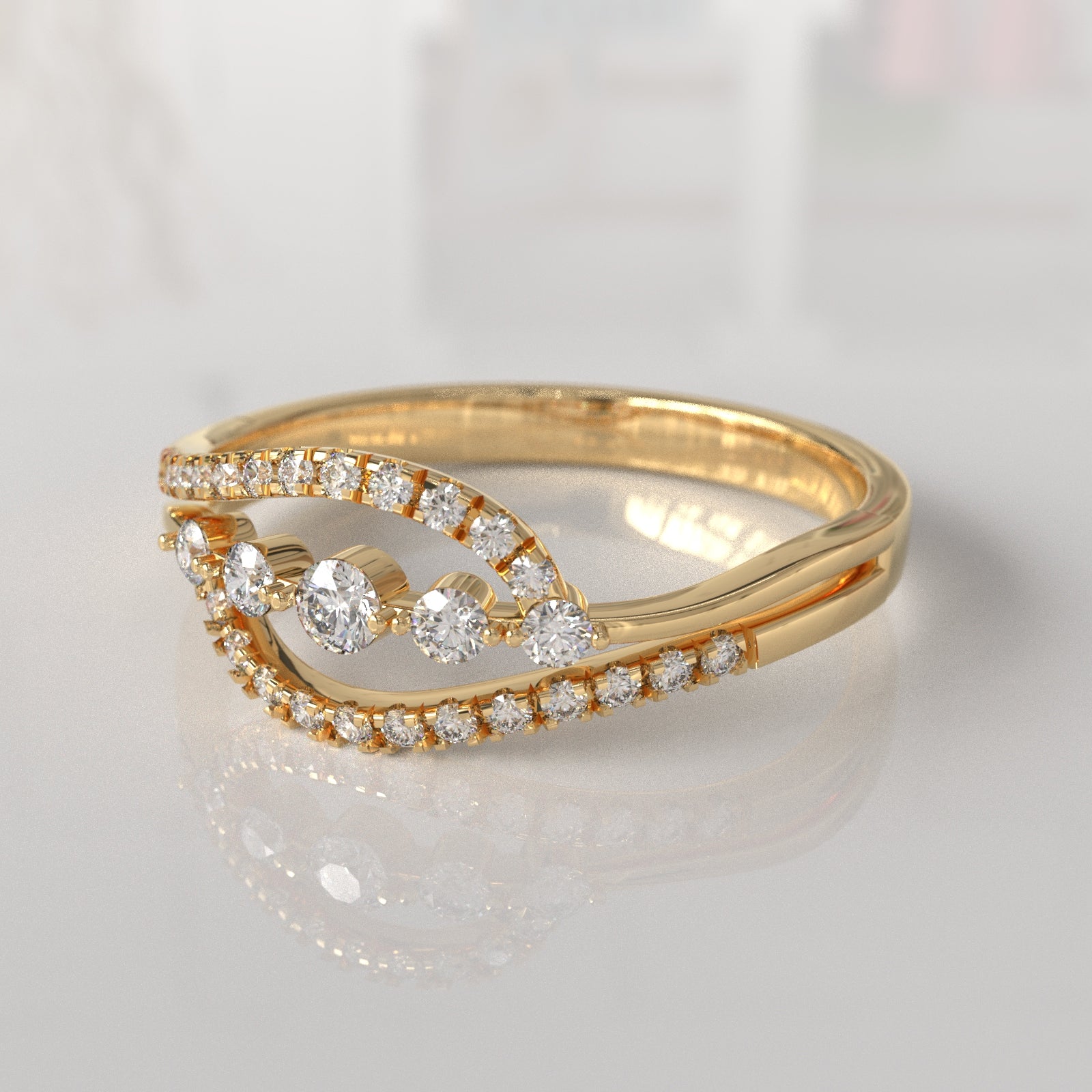 Anillo de Compromiso con Diamantes Meryll - Oro Amarillo 18K