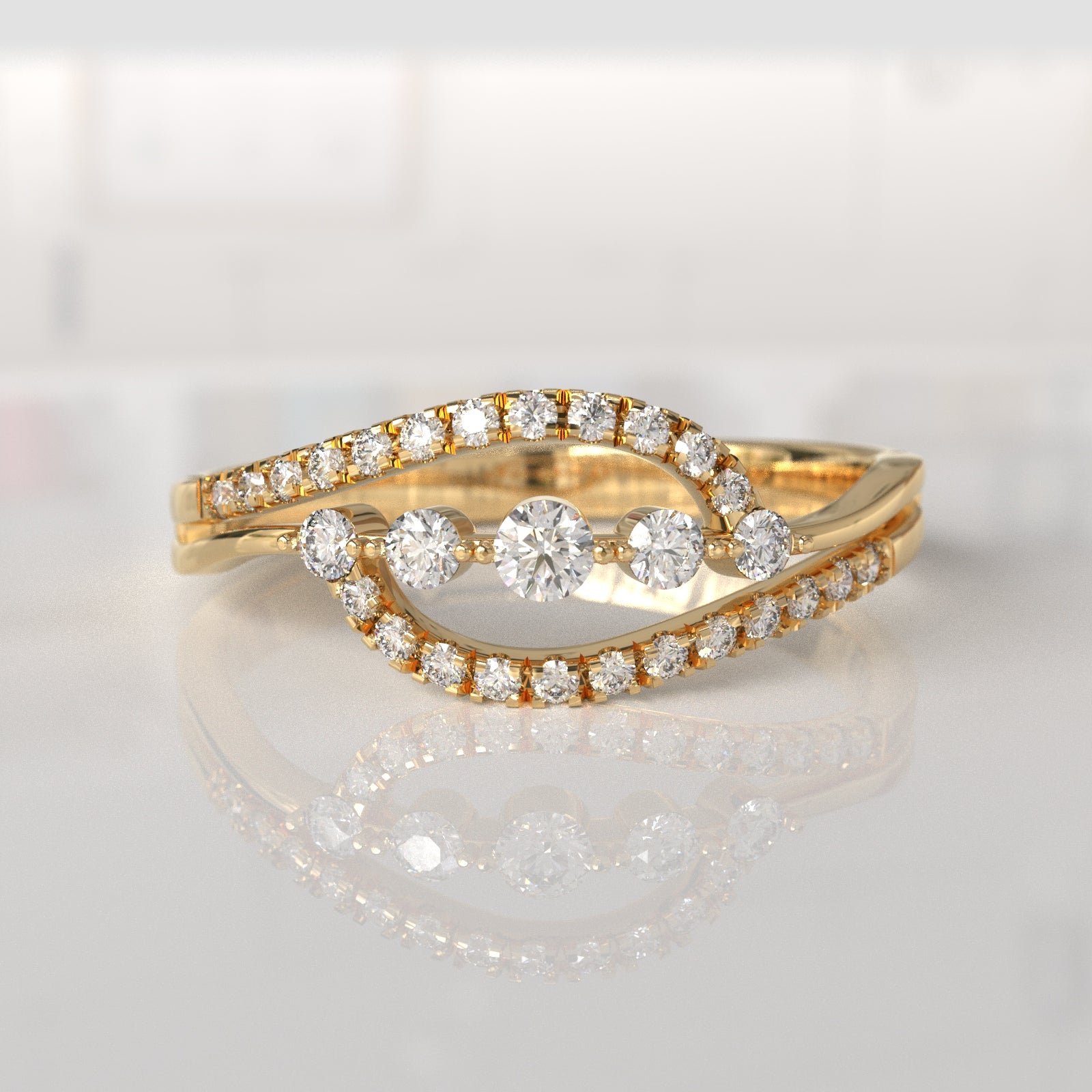 Anillo de Compromiso con Diamantes Meryll - Oro Amarillo 18K