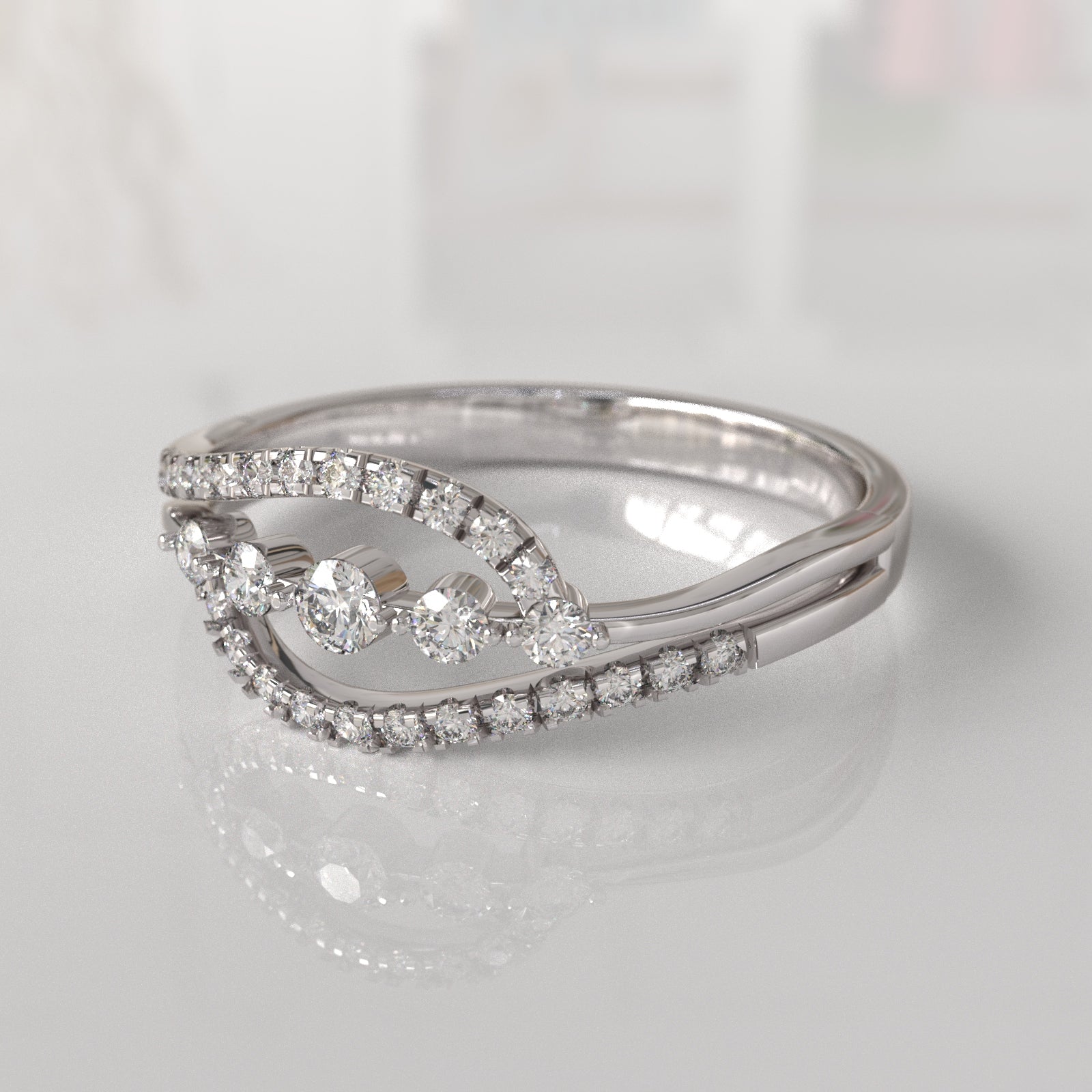 Anillo de Compromiso con Diamantes Meryll - Oro Blanco 18K