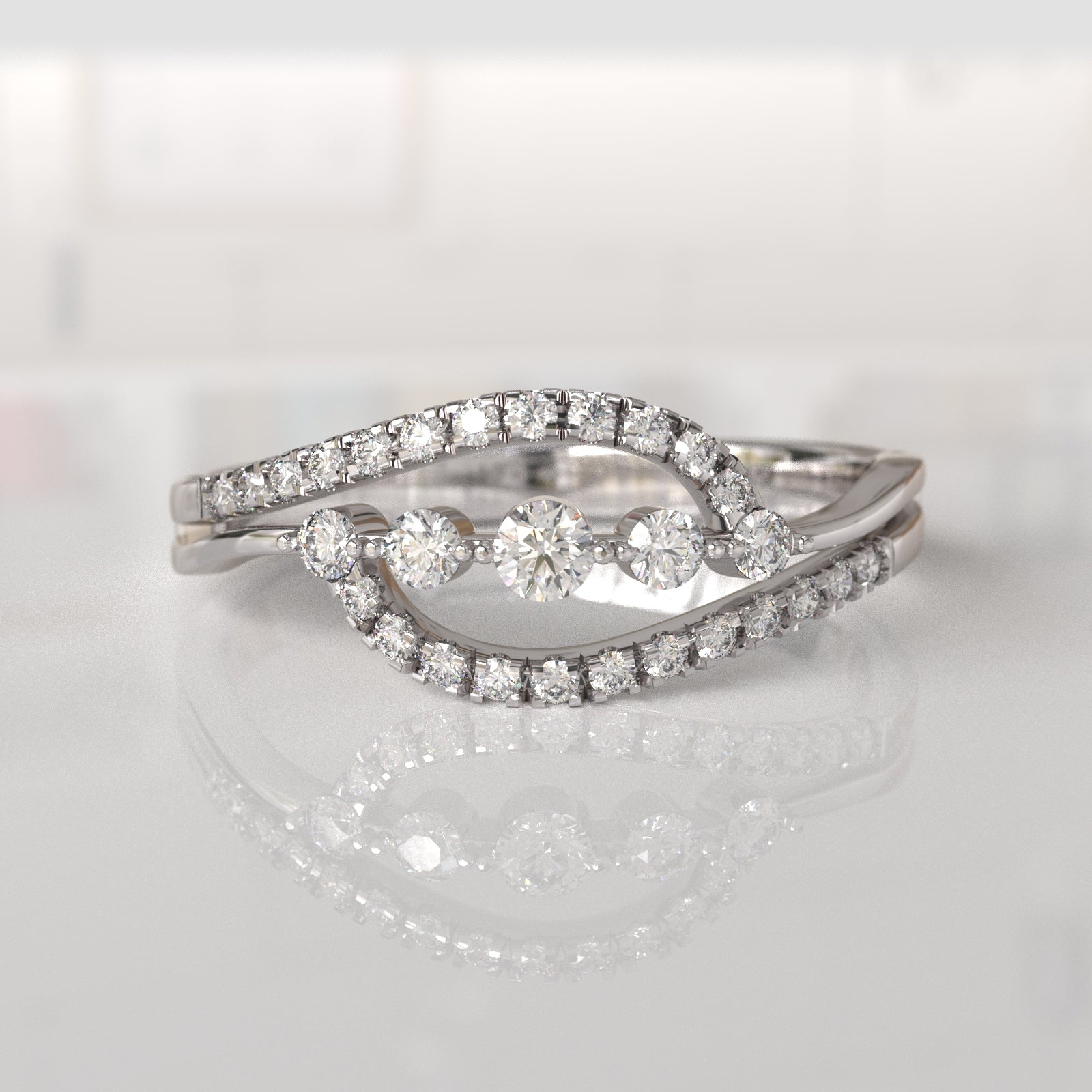 Anillo de Compromiso con Diamantes Meryll - Oro Blanco 18K