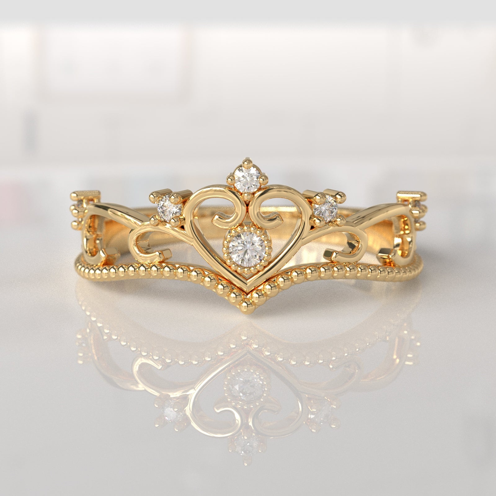 Anillo de Compromiso con Diamantes Giselle - Oro Amarillo 18K