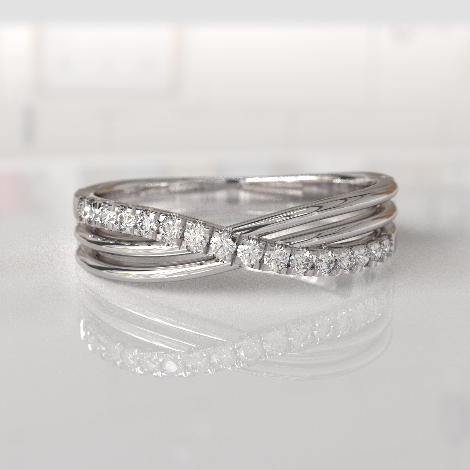 Anillo de Compromiso con Diamantes Phebie - Oro Blanco 18K
