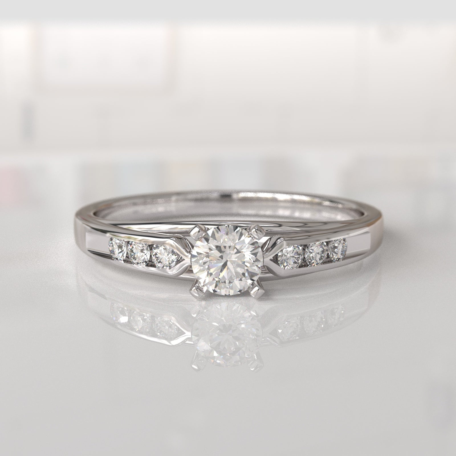 Anillo de Compromiso con Diamantes Montserrat - Oro Blanco 18K