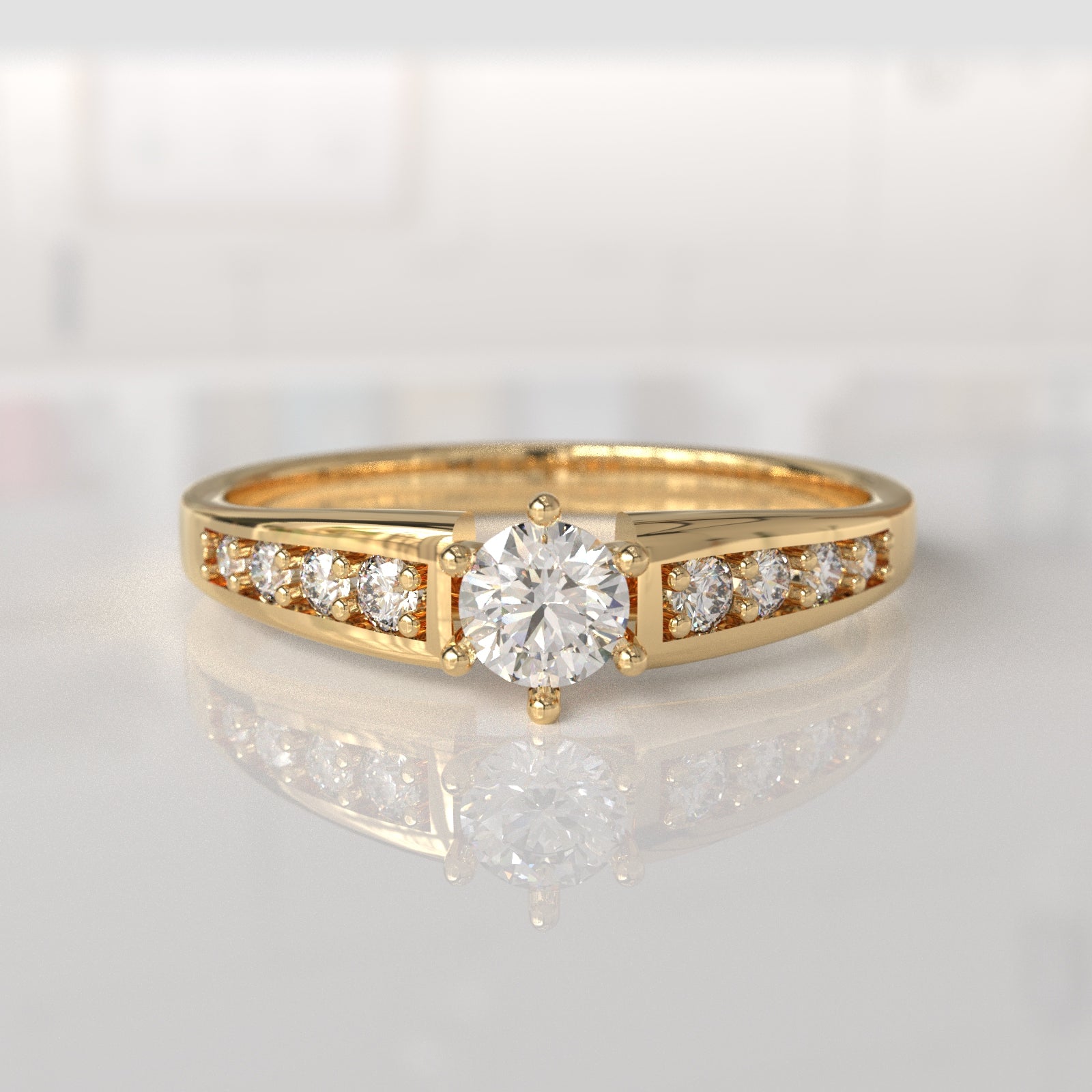 Anillo de Compromiso con Diamantes Odette - Oro Amarillo 18K