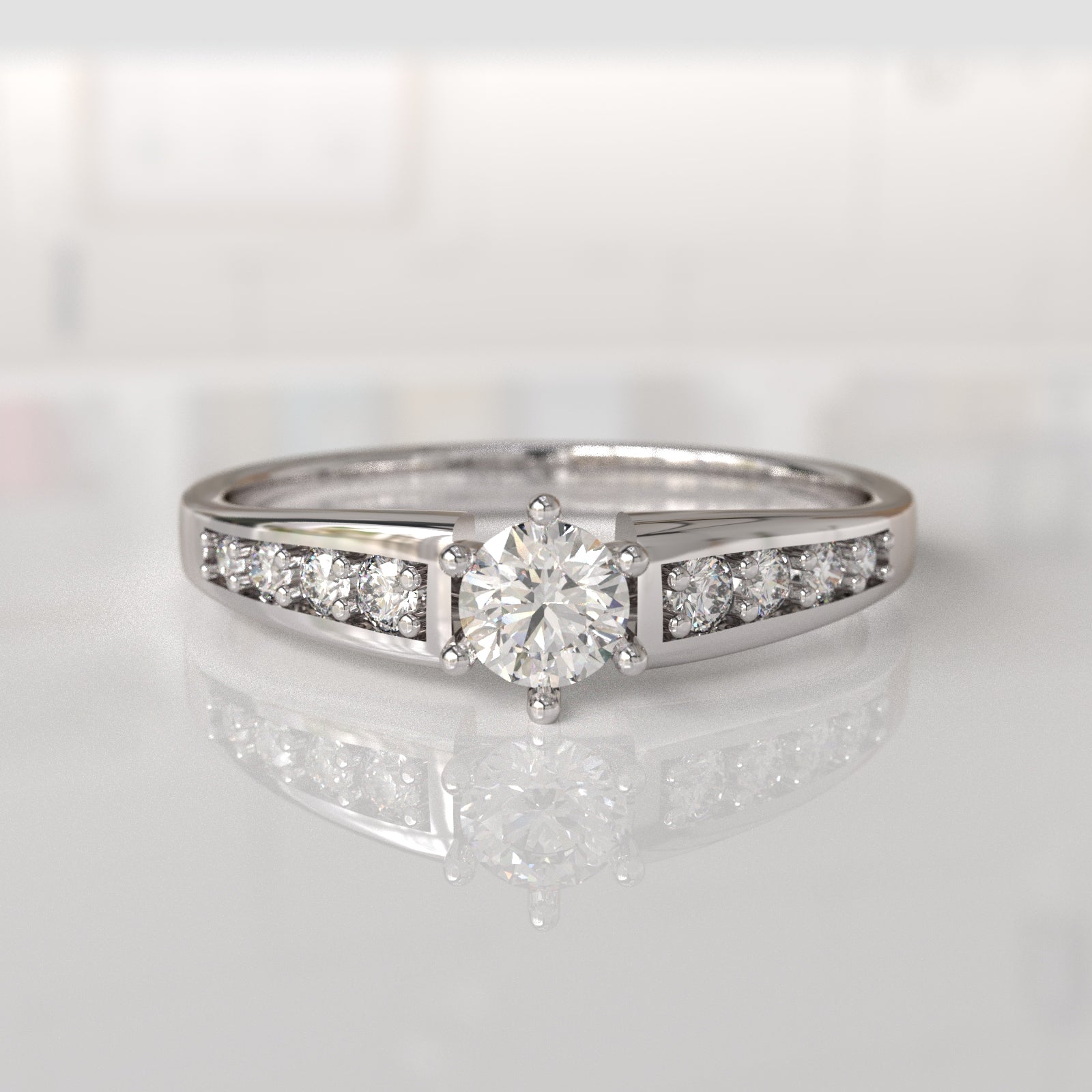 Anillo de Compromiso con Diamantes Odette - Oro Blanco 18K