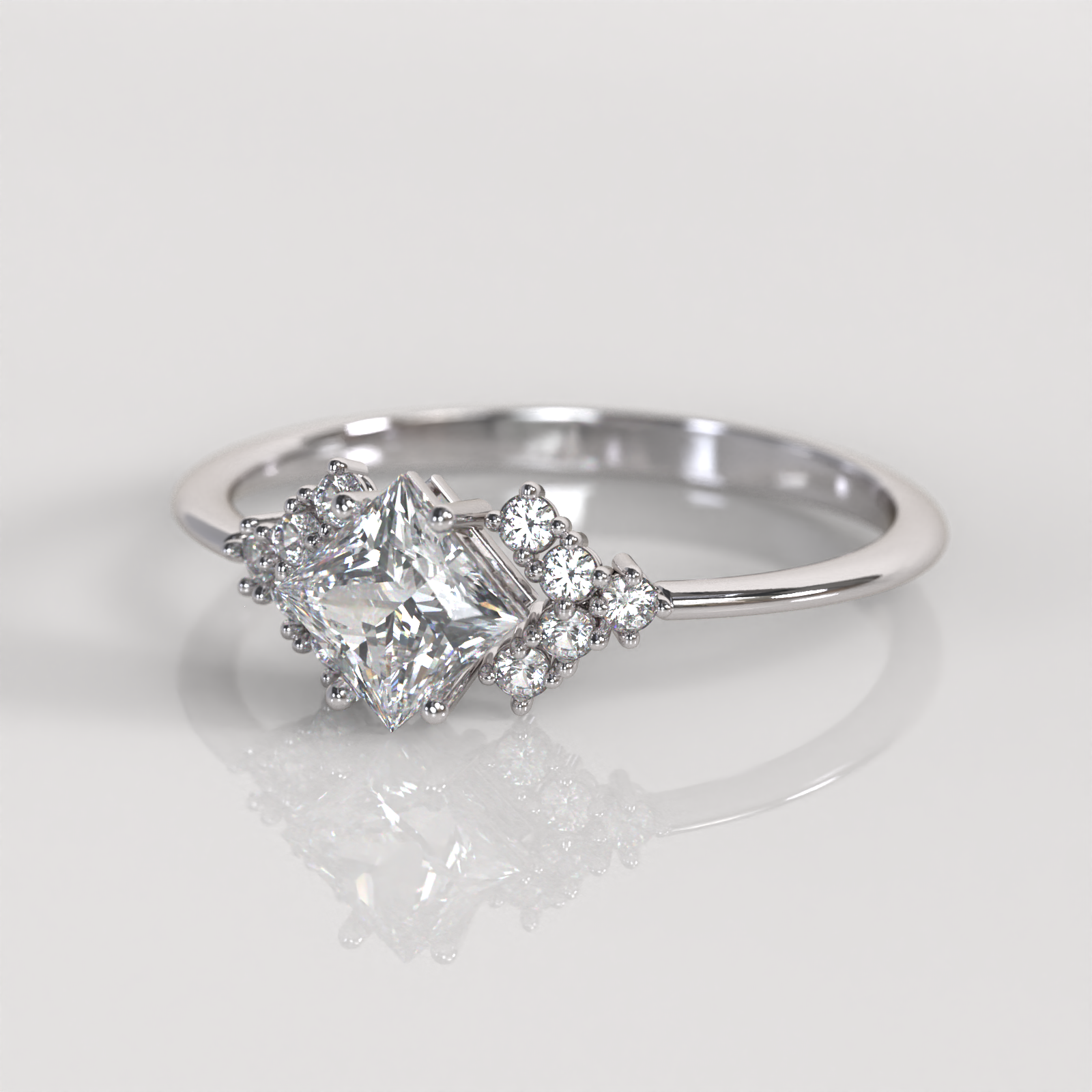 Anillo de Compromiso Zoe - Oro Blanco 18K