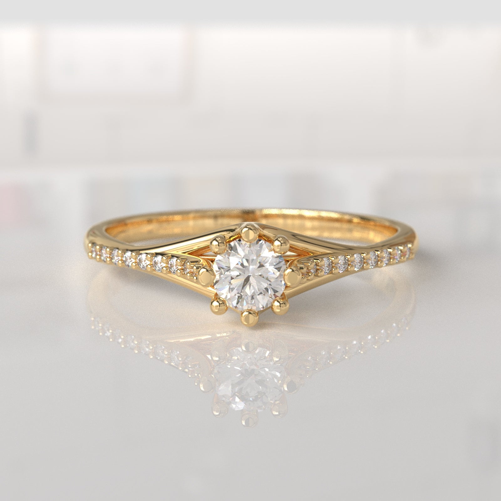Anillo de Compromiso con Diamantes Charlotte - Oro Amarillo 18K