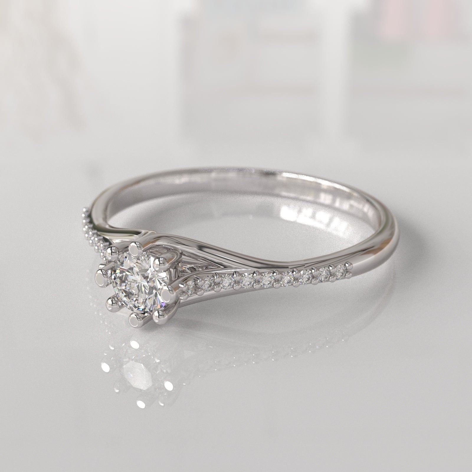 Anillo de Compromiso con Diamantes Charlotte - Oro Blanco 18K