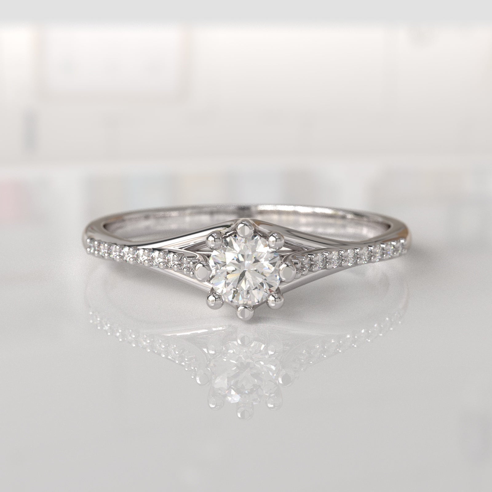 Anillo de Compromiso con Diamantes Charlotte - Oro Blanco 18K