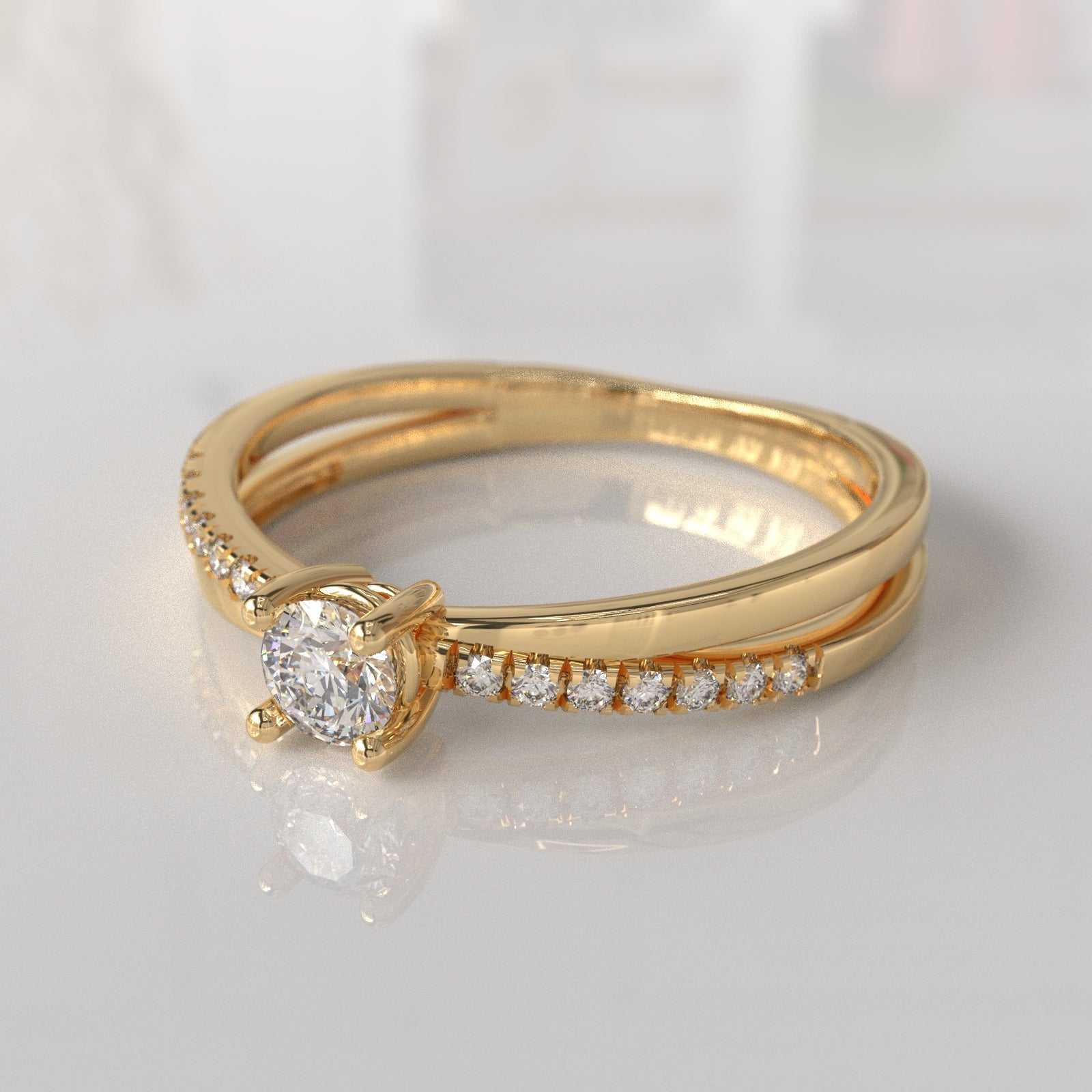 Anillo de Compromiso con Diamantes Chleo - Oro Amarillo 18K