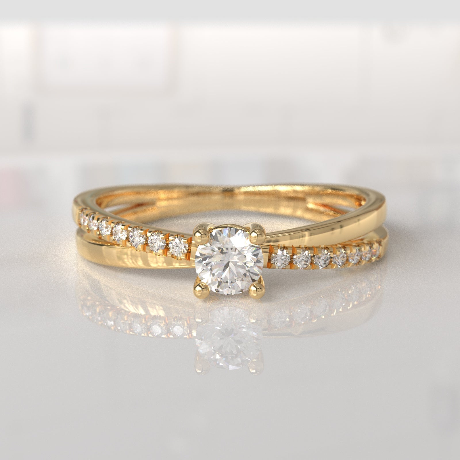 Anillo de Compromiso con Diamantes Chleo - Oro Amarillo 18K