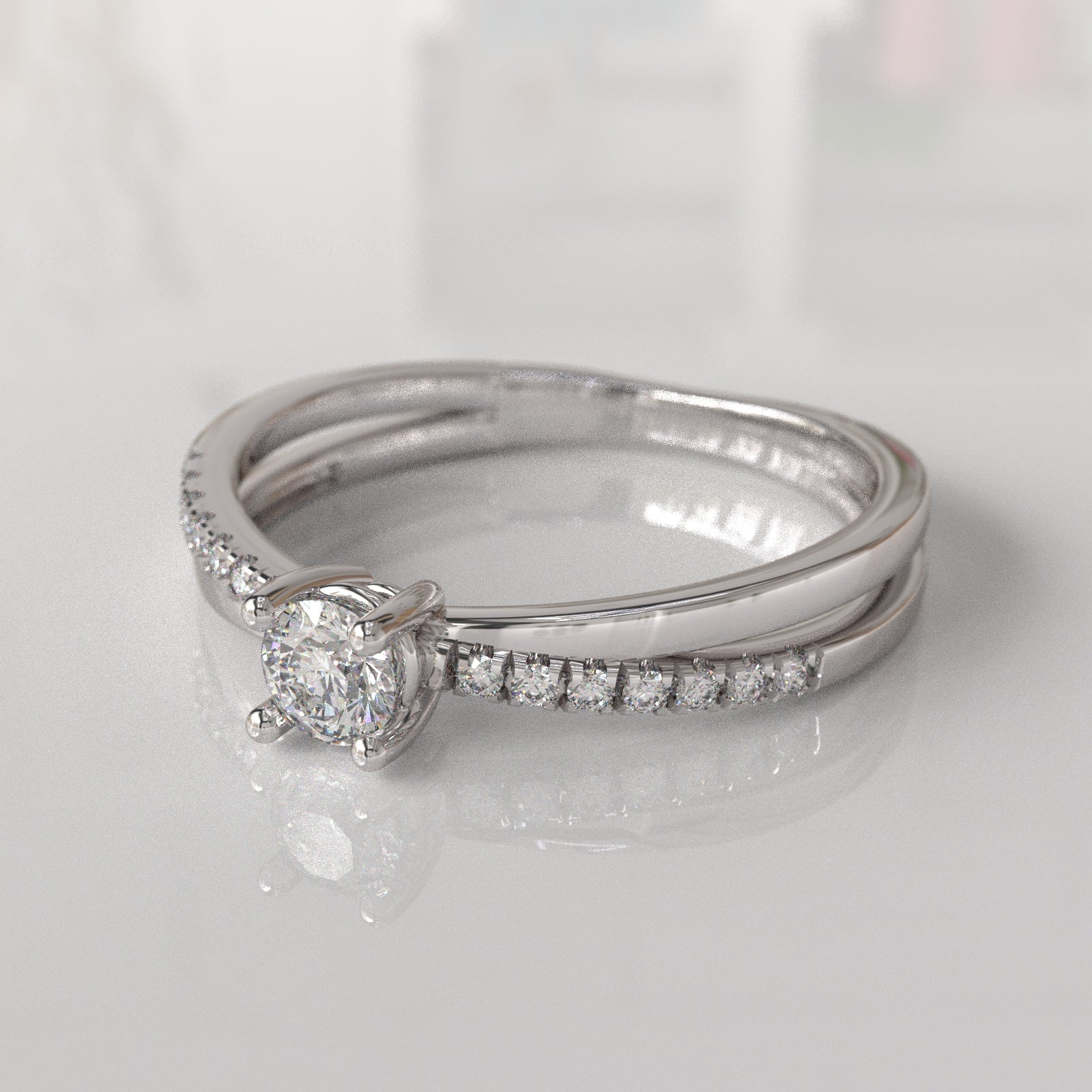 Anillo de Compromiso con Diamantes Chleo - Oro Blanco 18K