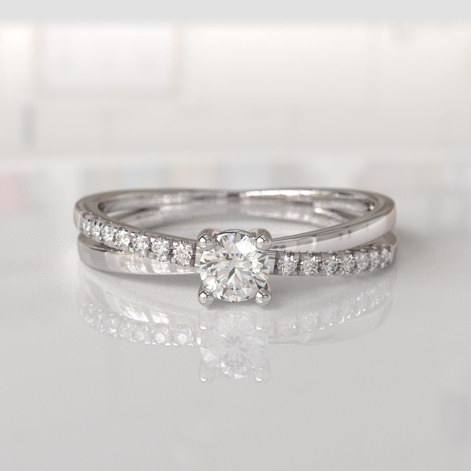 Anillo de Compromiso con Diamantes Chleo - Oro Blanco 18K