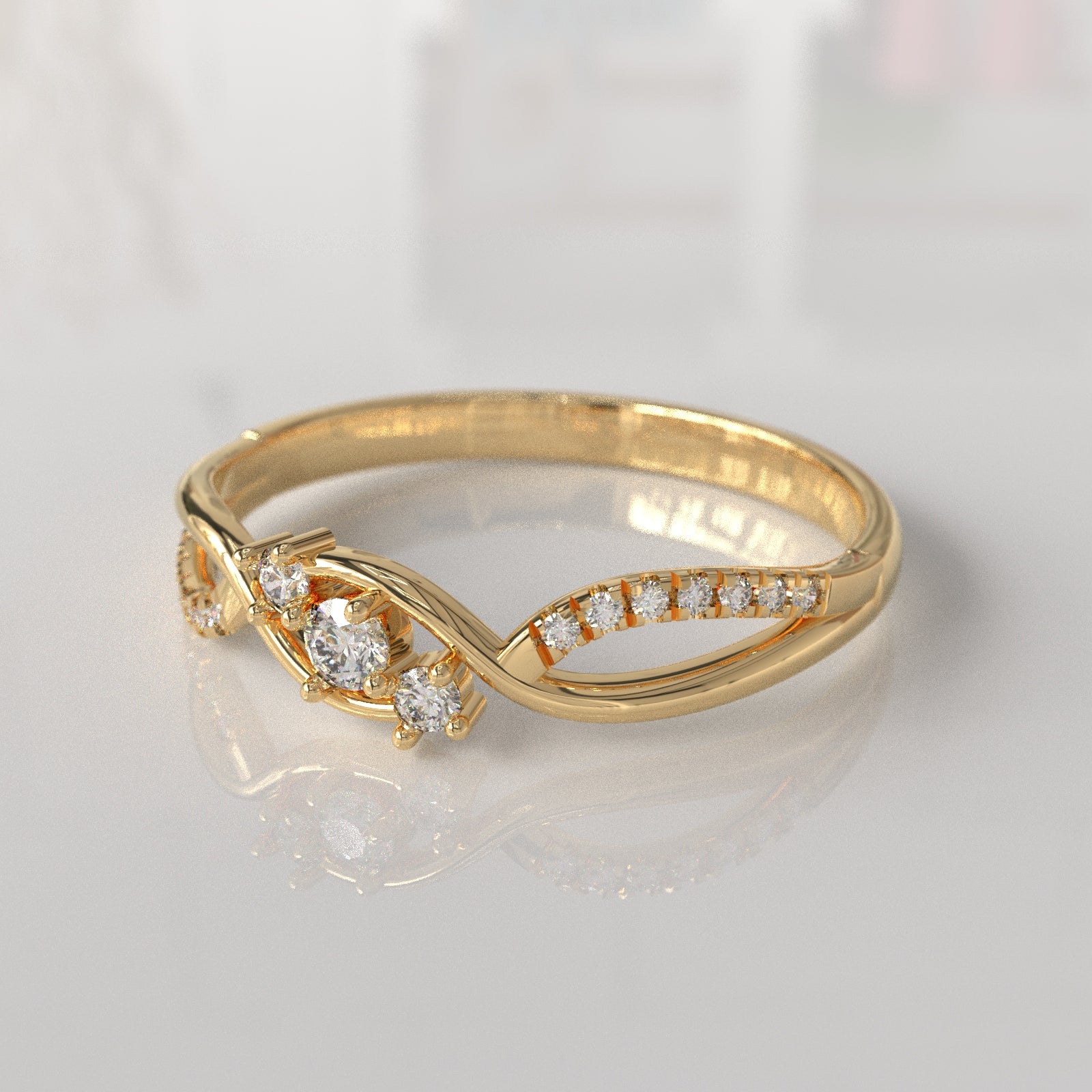 Anillo de Compromiso con Diamantes Jean - Oro Amarillo 18K