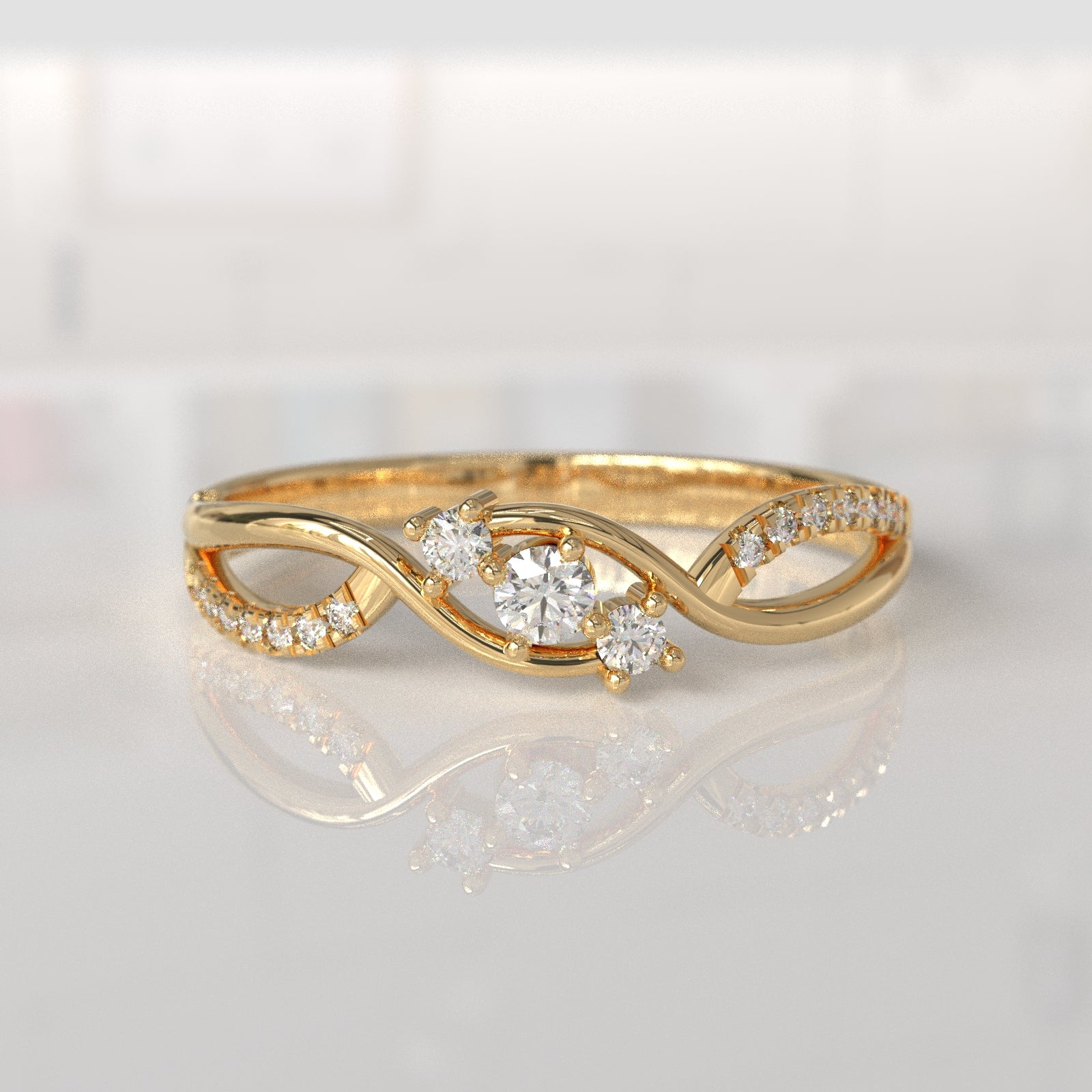 Anillo de Compromiso con Diamantes Jean - Oro Amarillo 18K