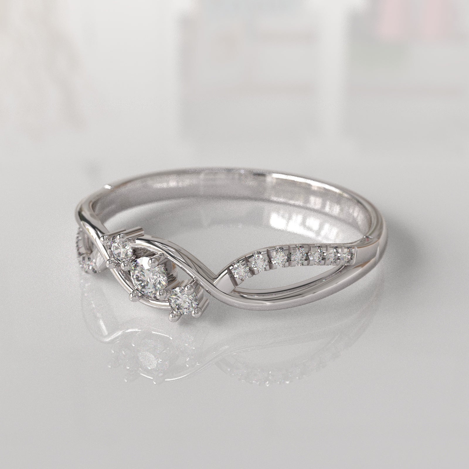 Anillo de Compromiso con Diamantes Jean - Oro Blanco 18K