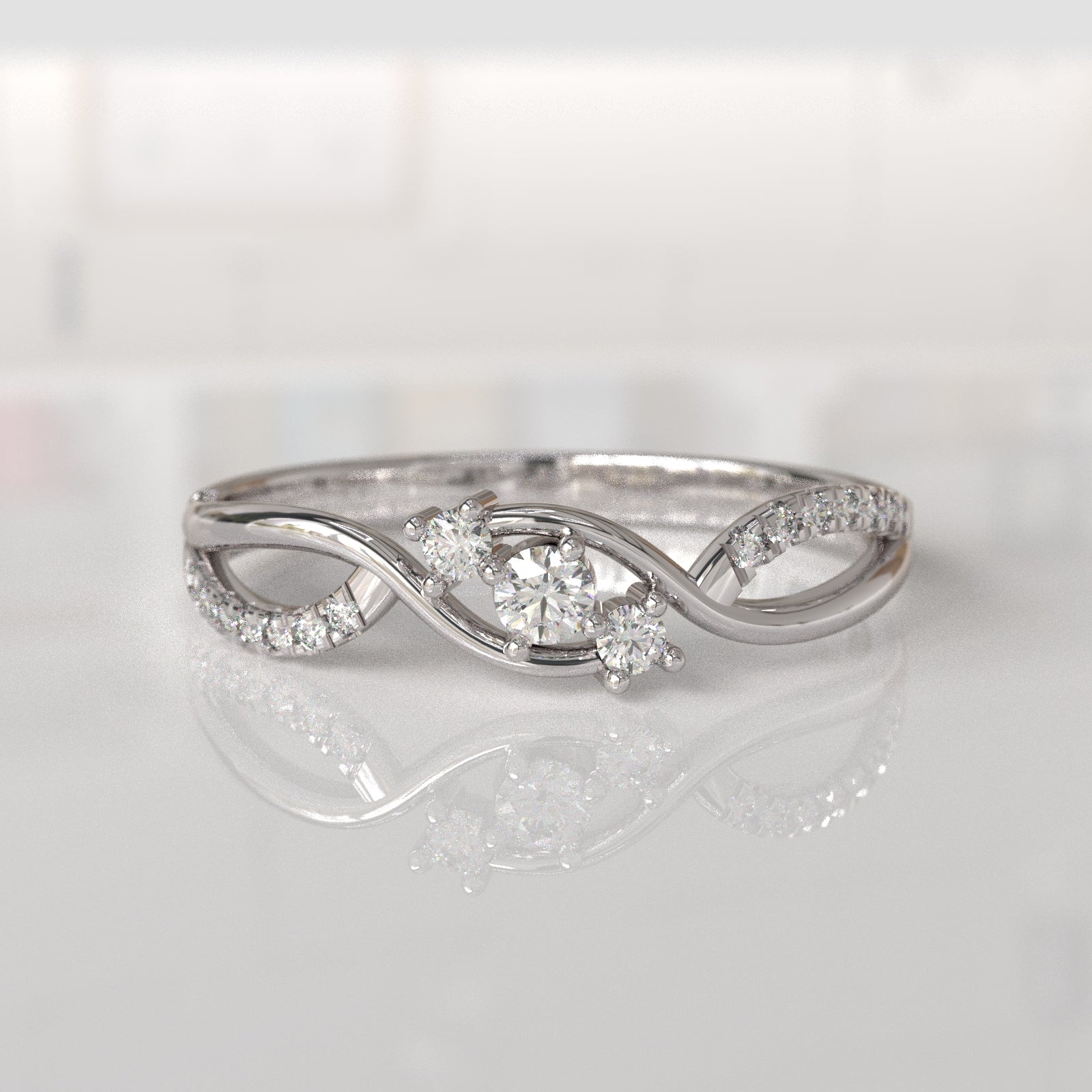 Anillo de Compromiso con Diamantes Jean - Oro Blanco 18K