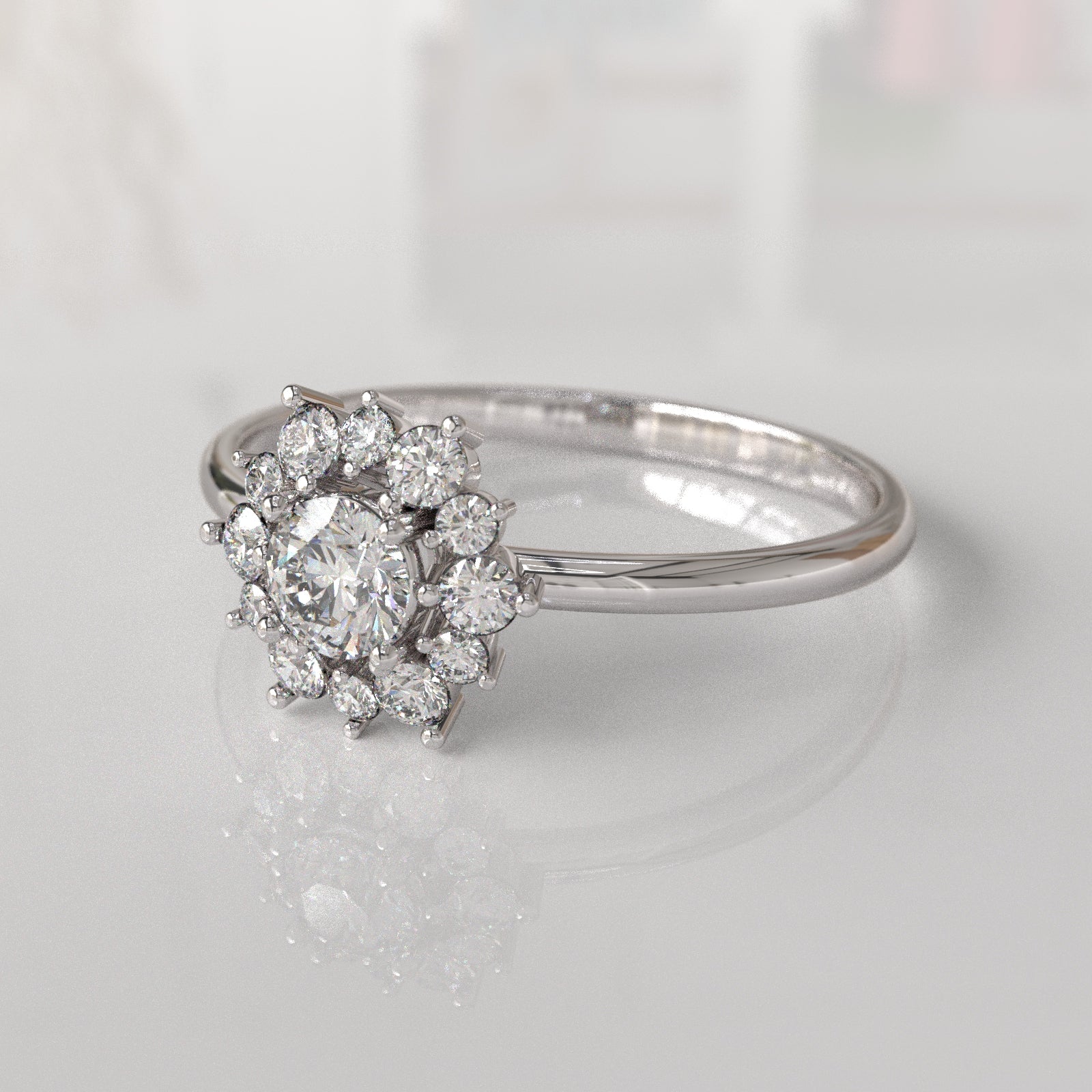 Anillo de Compromiso con Diamantes Sophie - Oro Blanco 18K