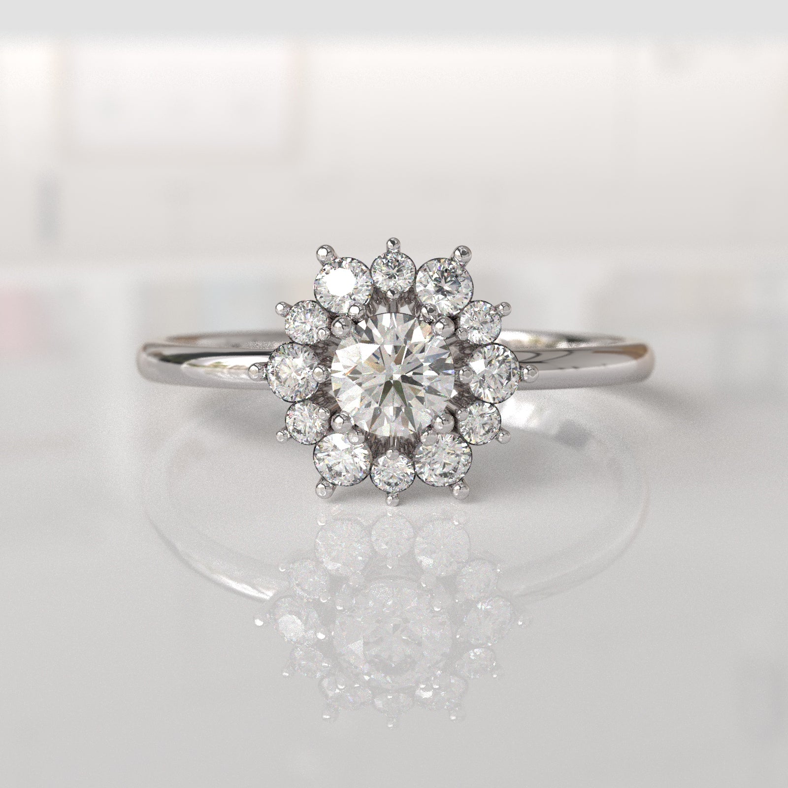 Anillo de Compromiso con Diamantes Sophie - Oro Blanco 18K