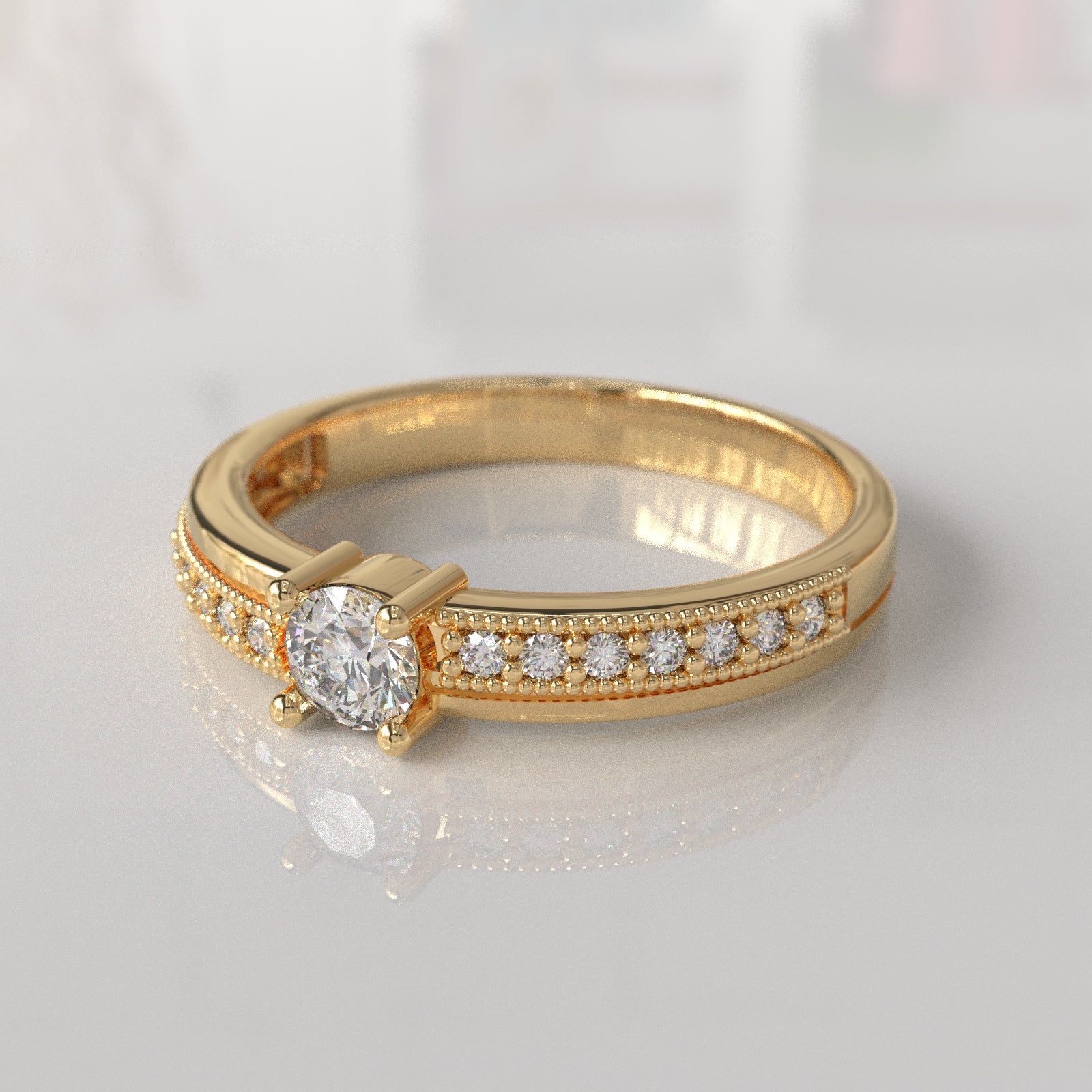 Anillo de Compromiso con Diamantes Megan - Oro Amarillo 18K