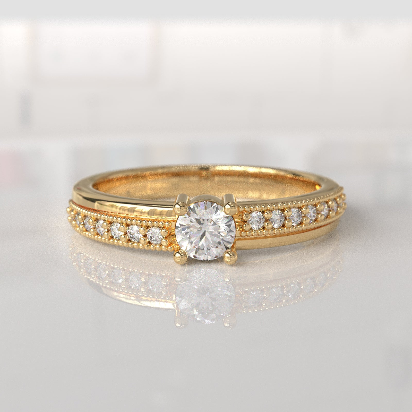 Anillo de Compromiso con Diamantes Megan - Oro Amarillo 18K