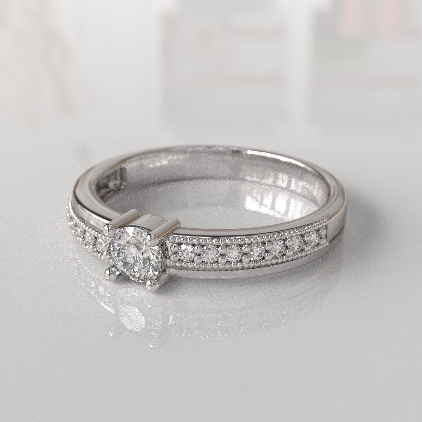 Anillo de Compromiso con Diamantes Megan - Oro Blanco 18K