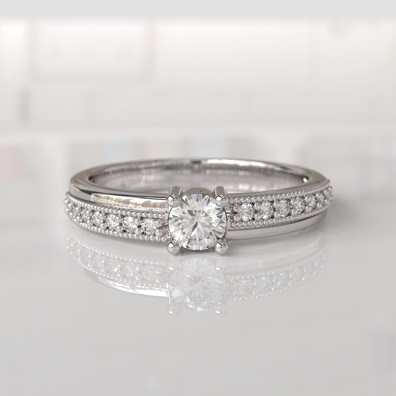Anillo de Compromiso con Diamantes Megan - Oro Blanco 18K