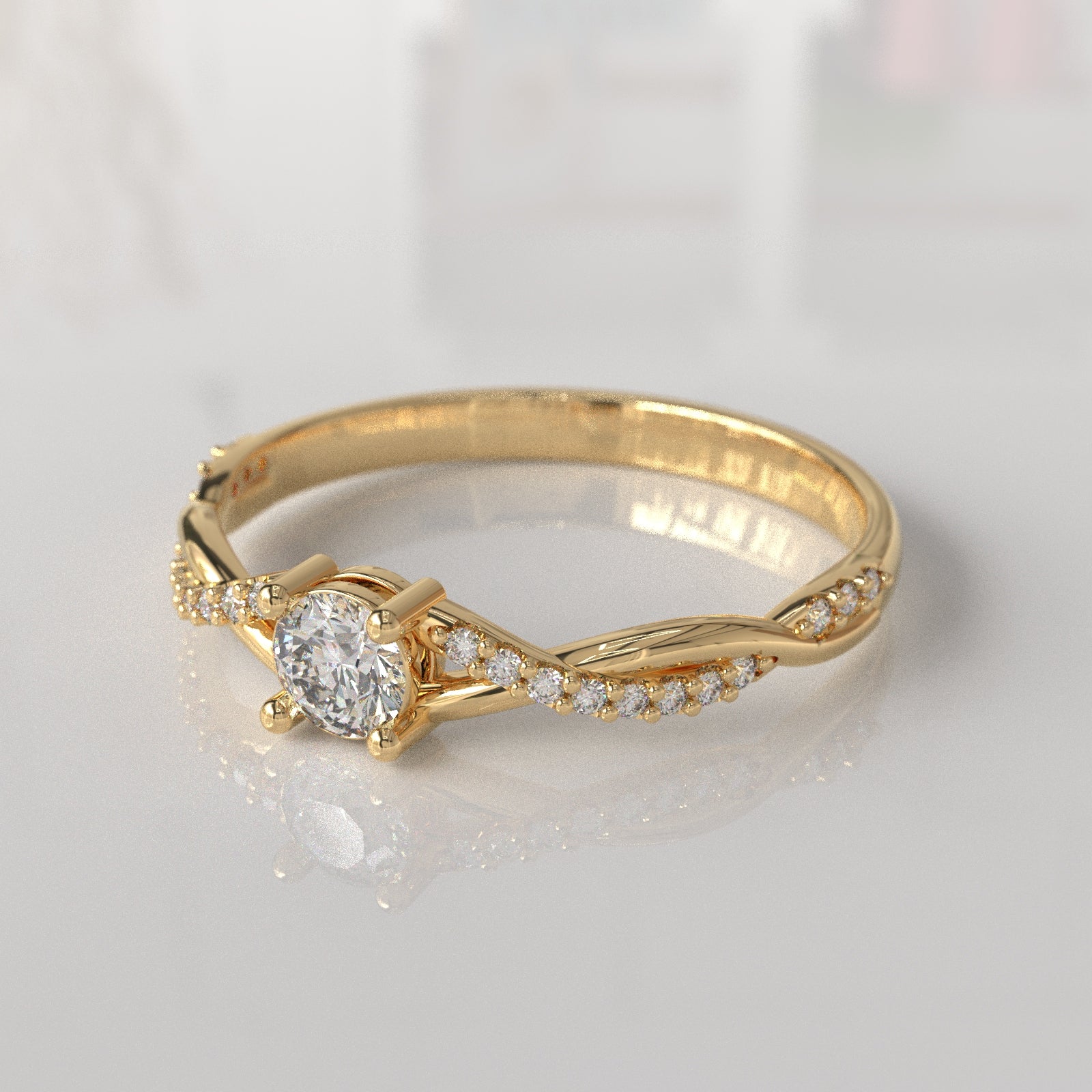 Anillo de Compromiso con Diamantes Violetta - Oro Amarillo 18K