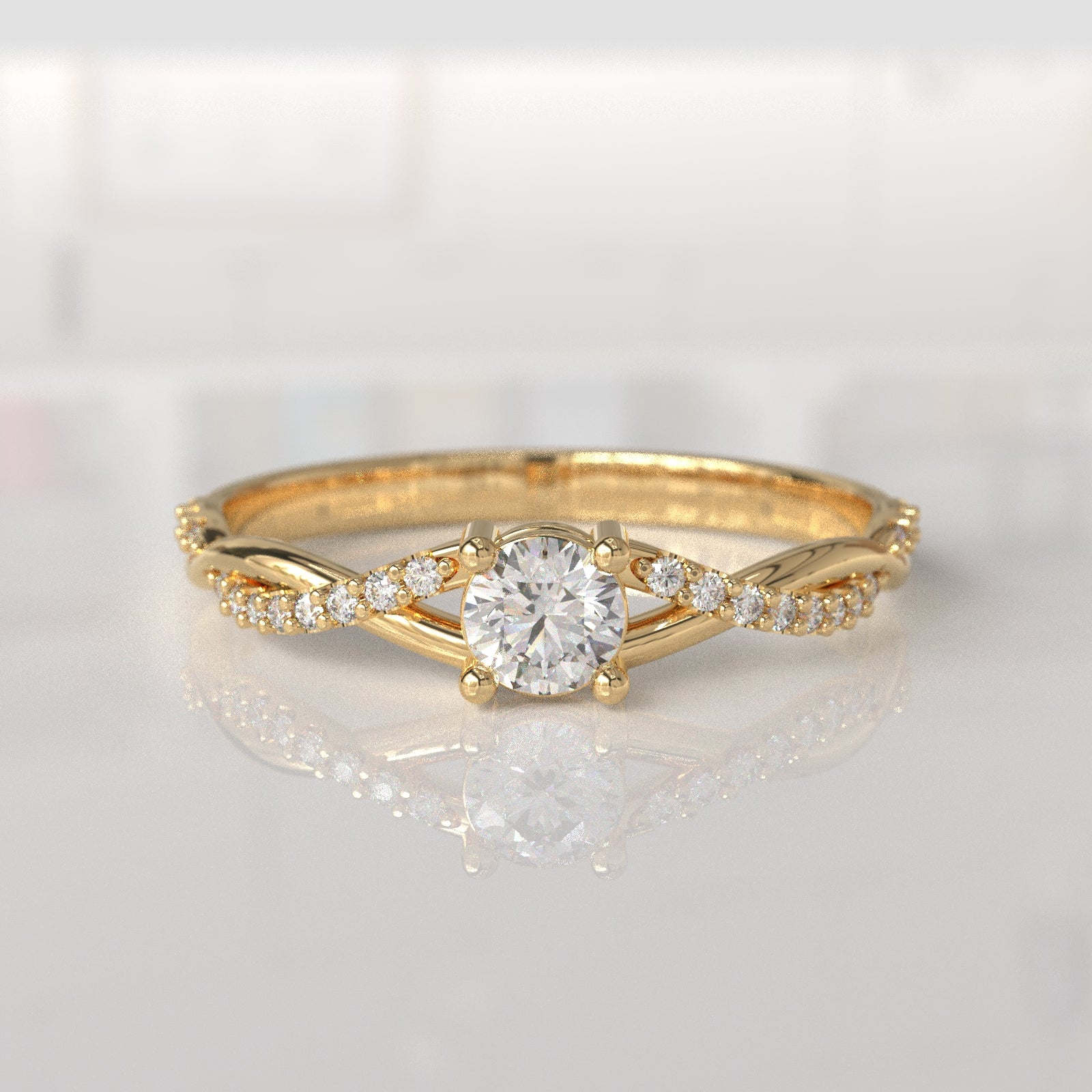 Anillo de Compromiso con Diamantes Violetta - Oro Amarillo 18K