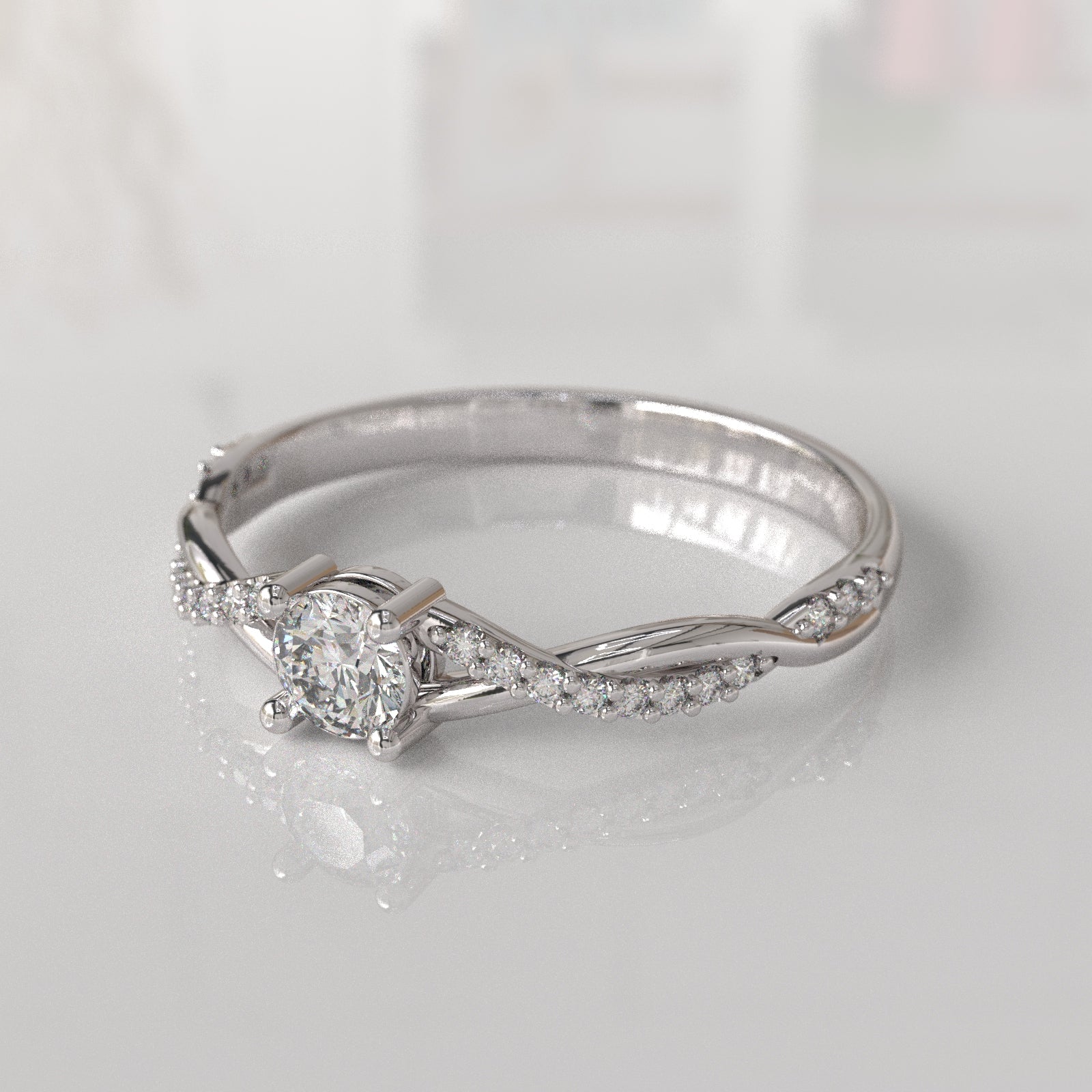 Anillo de Compromiso con Diamantes Violetta - Oro Blanco 18K