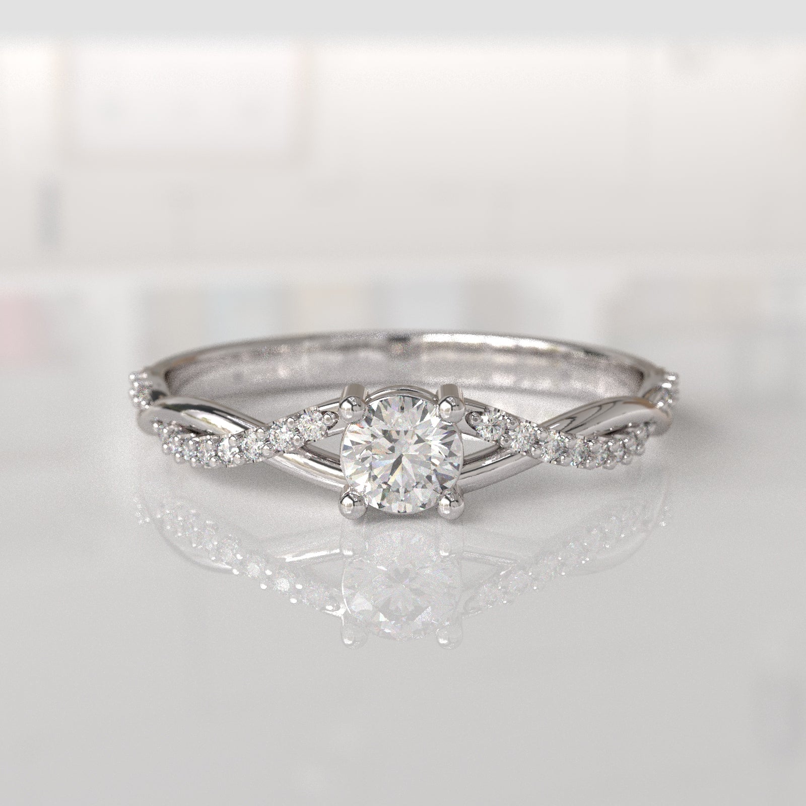 Anillo de Compromiso con Diamantes Violetta - Oro Blanco 18K