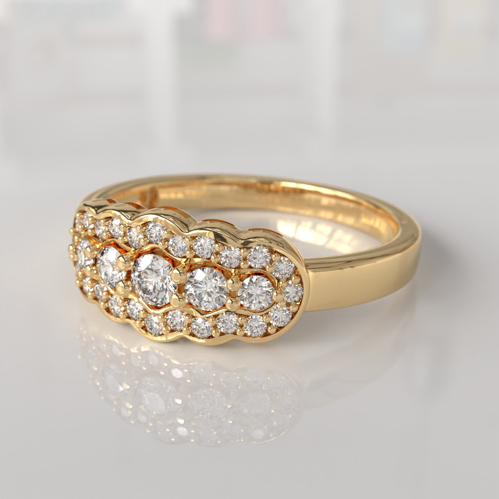 Anillo con Diamantes Halley - Oro Amarillo 18K