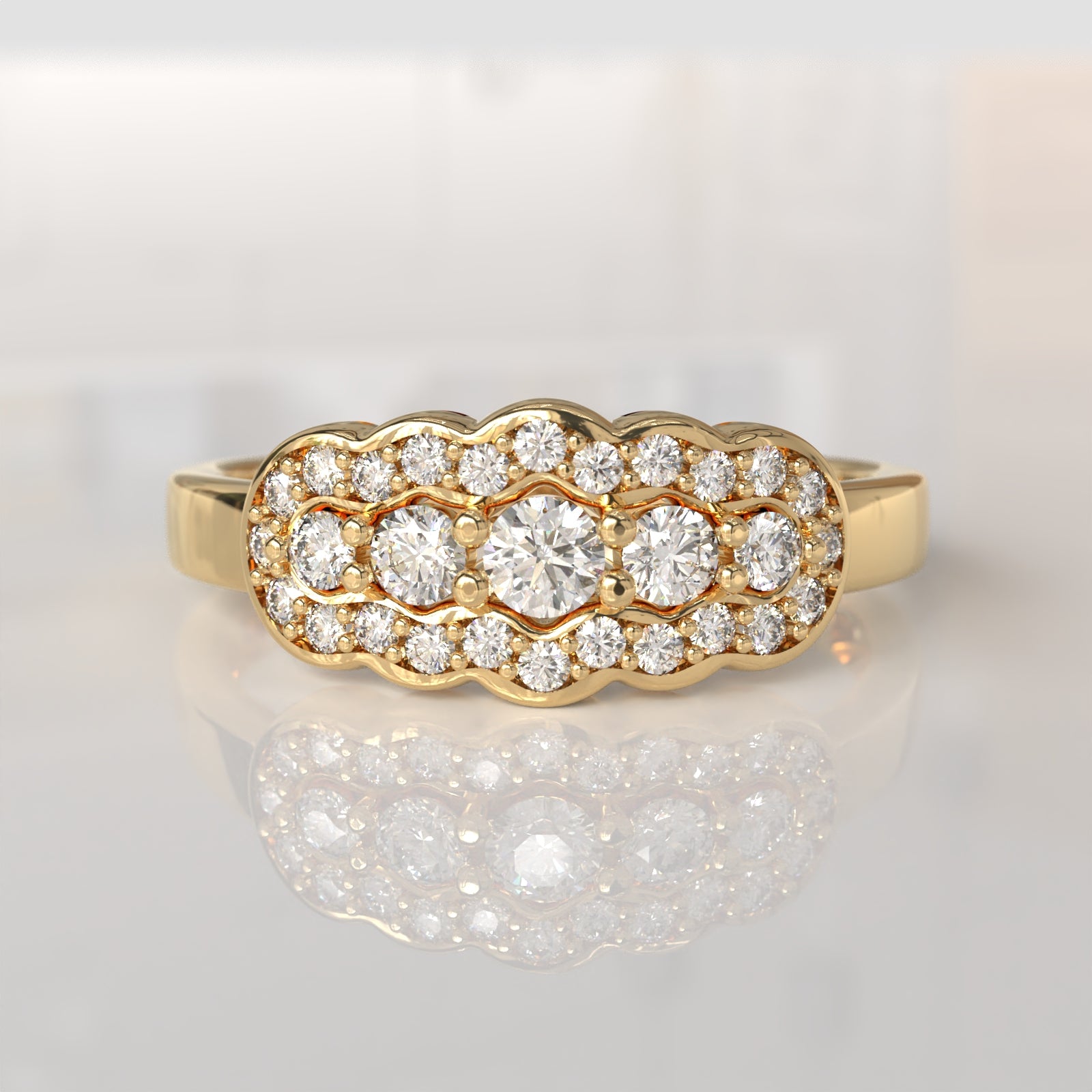 Anillo con Diamantes Halley - Oro Amarillo 18K