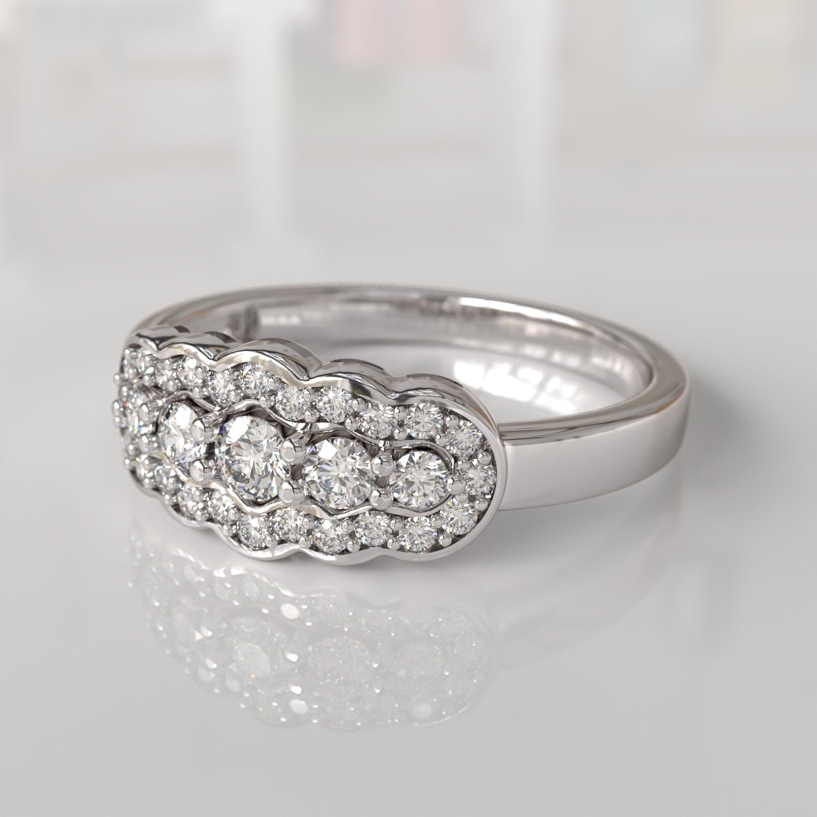Anillo con Diamantes Halley - Oro Blanco 18K
