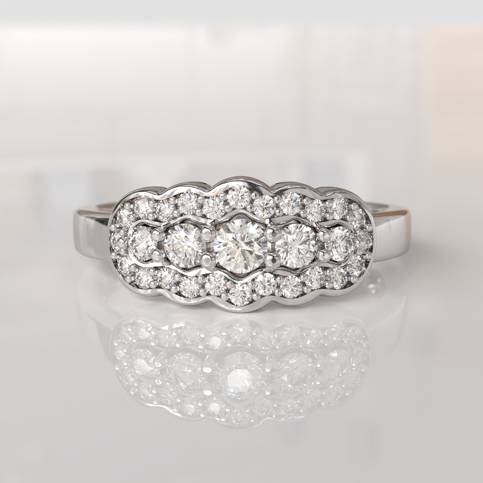 Anillo con Diamantes Halley - Oro Blanco 18K