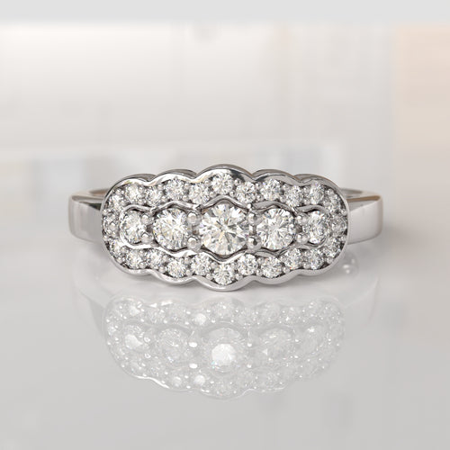 Anillo con Diamantes Halley - Oro Blanco 18K