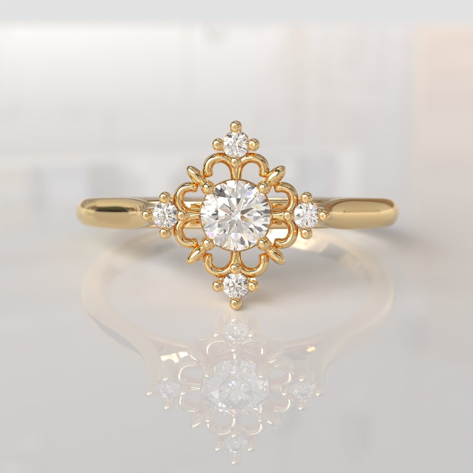 Anillo de Compromiso con Diamantes Rue - Oro Amarillo 18K