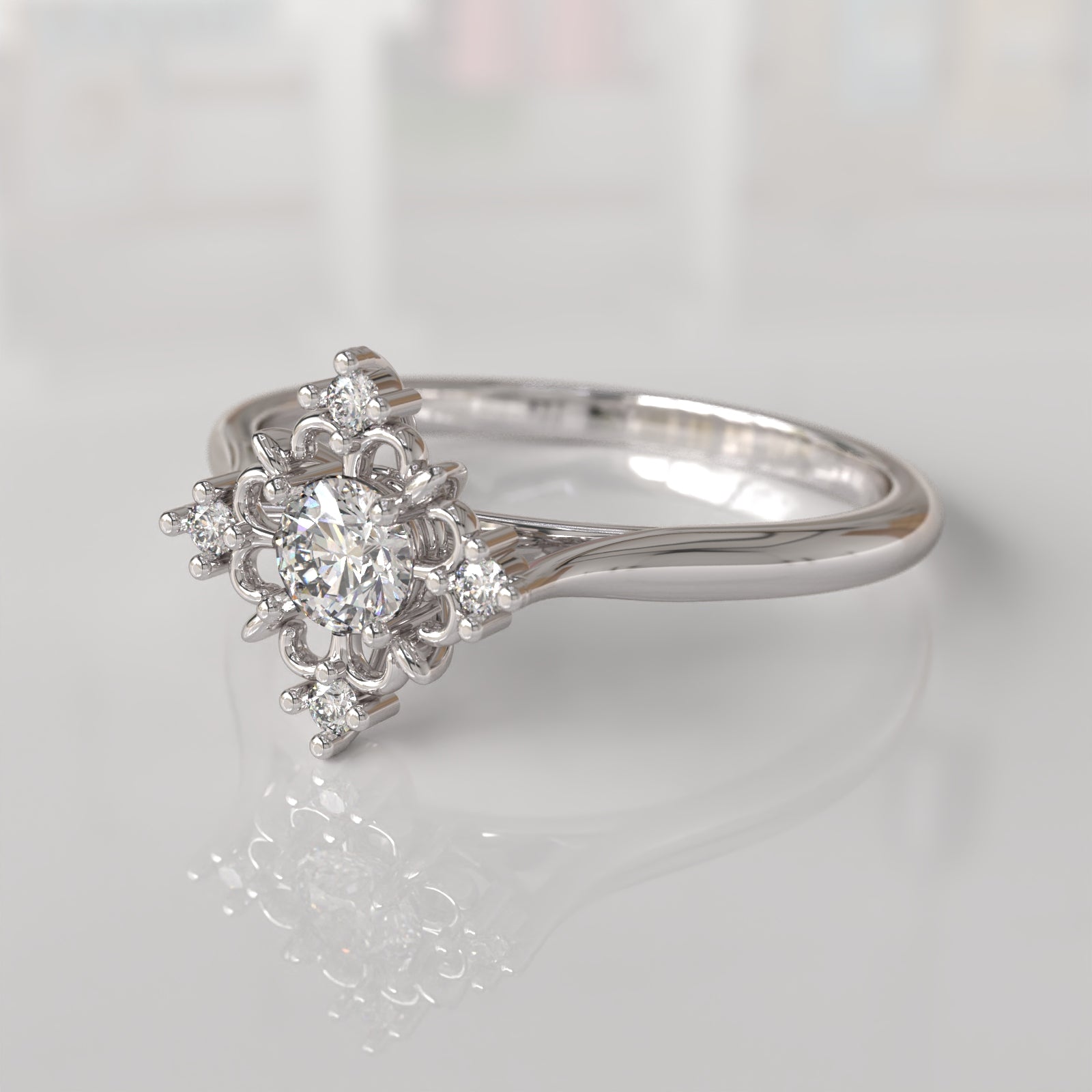 Anillo de Compromiso con Diamantes Rue - Oro Blanco 18K
