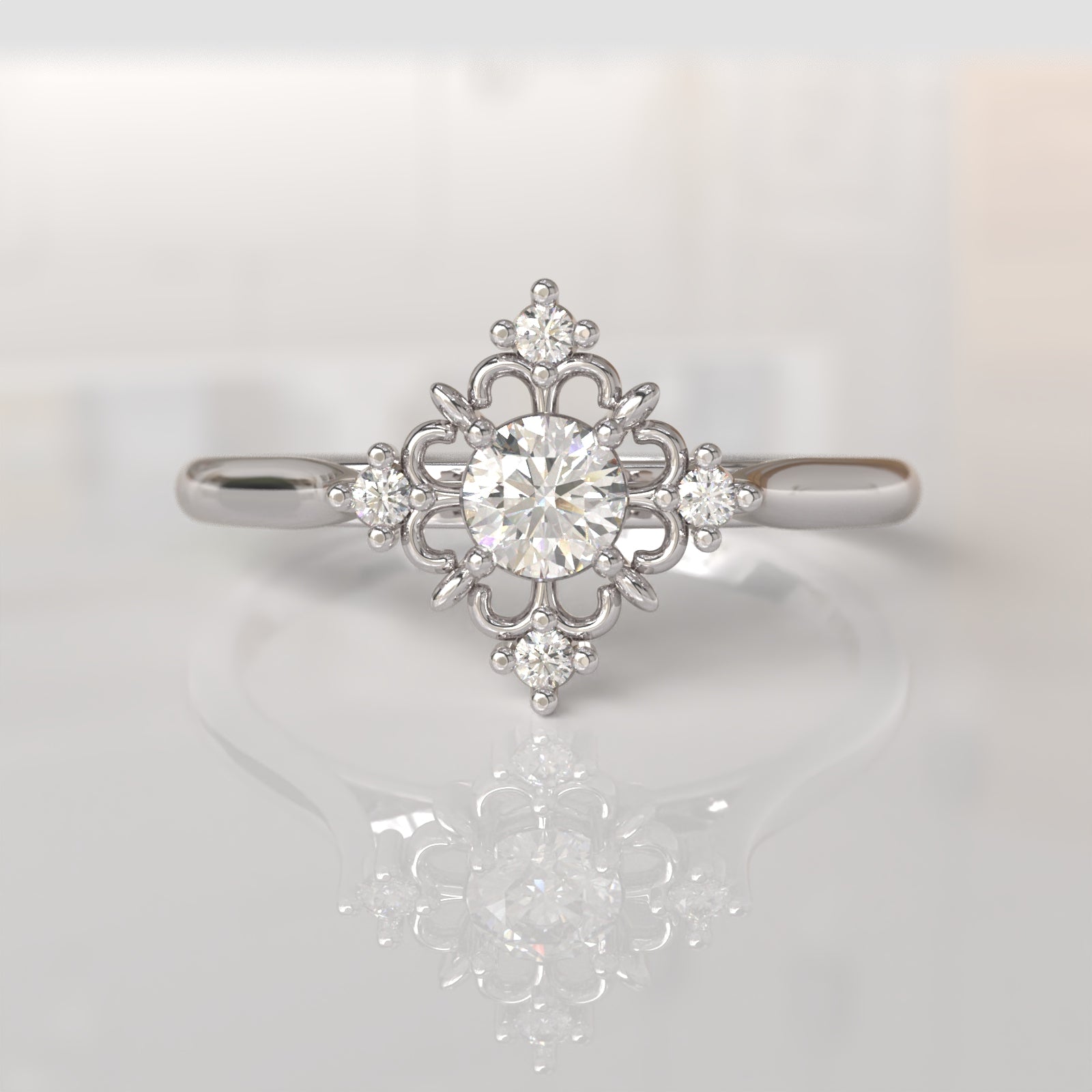 Anillo de Compromiso con Diamantes Rue - Oro Blanco 18K