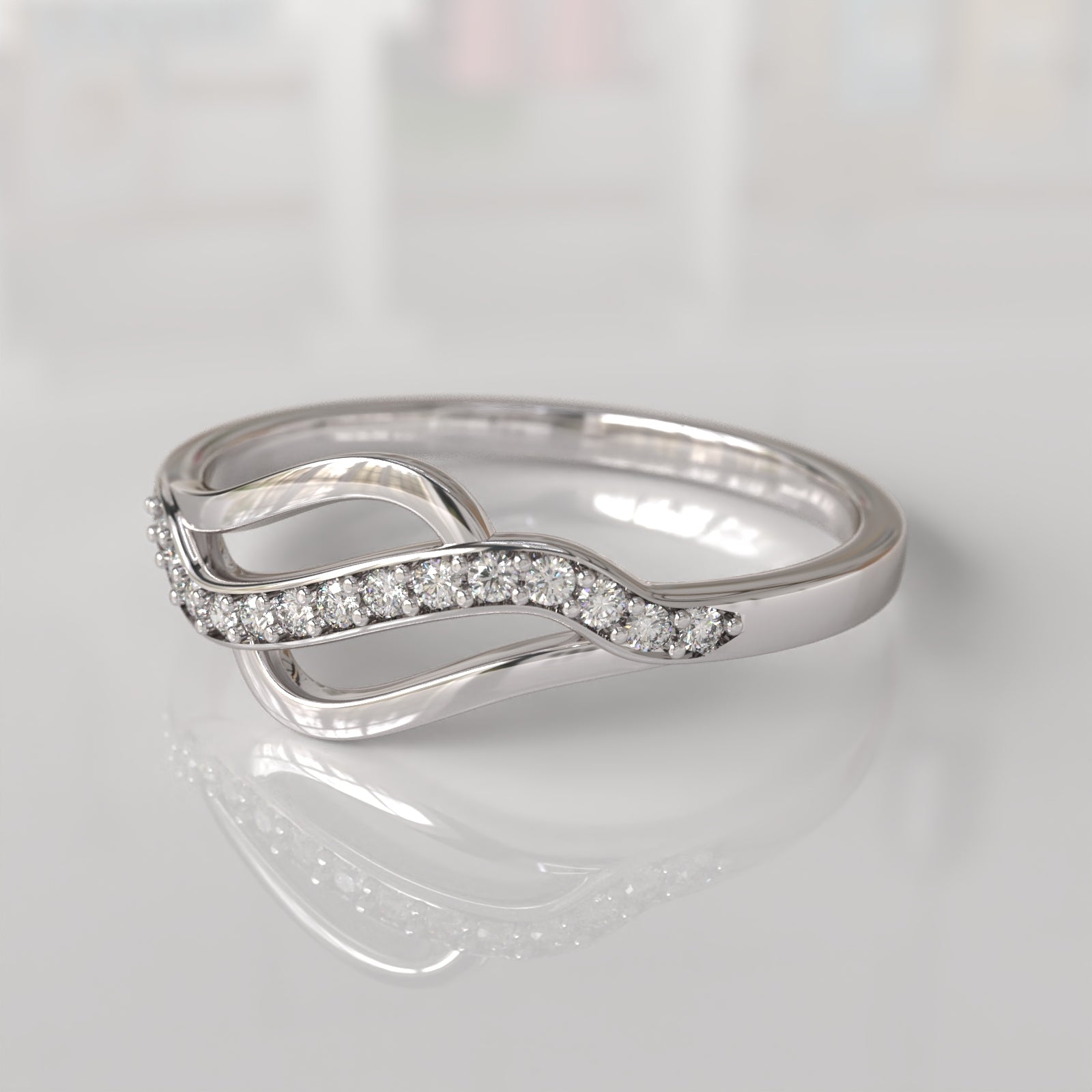 Anillo con Diamantes Naomi - Oro Blanco 18K