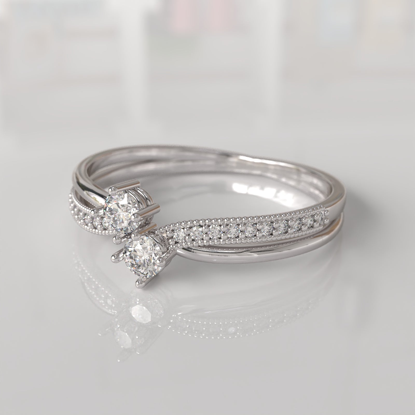 Anillo de Compromiso con Diamantes Mosse - Oro Blanco 18K