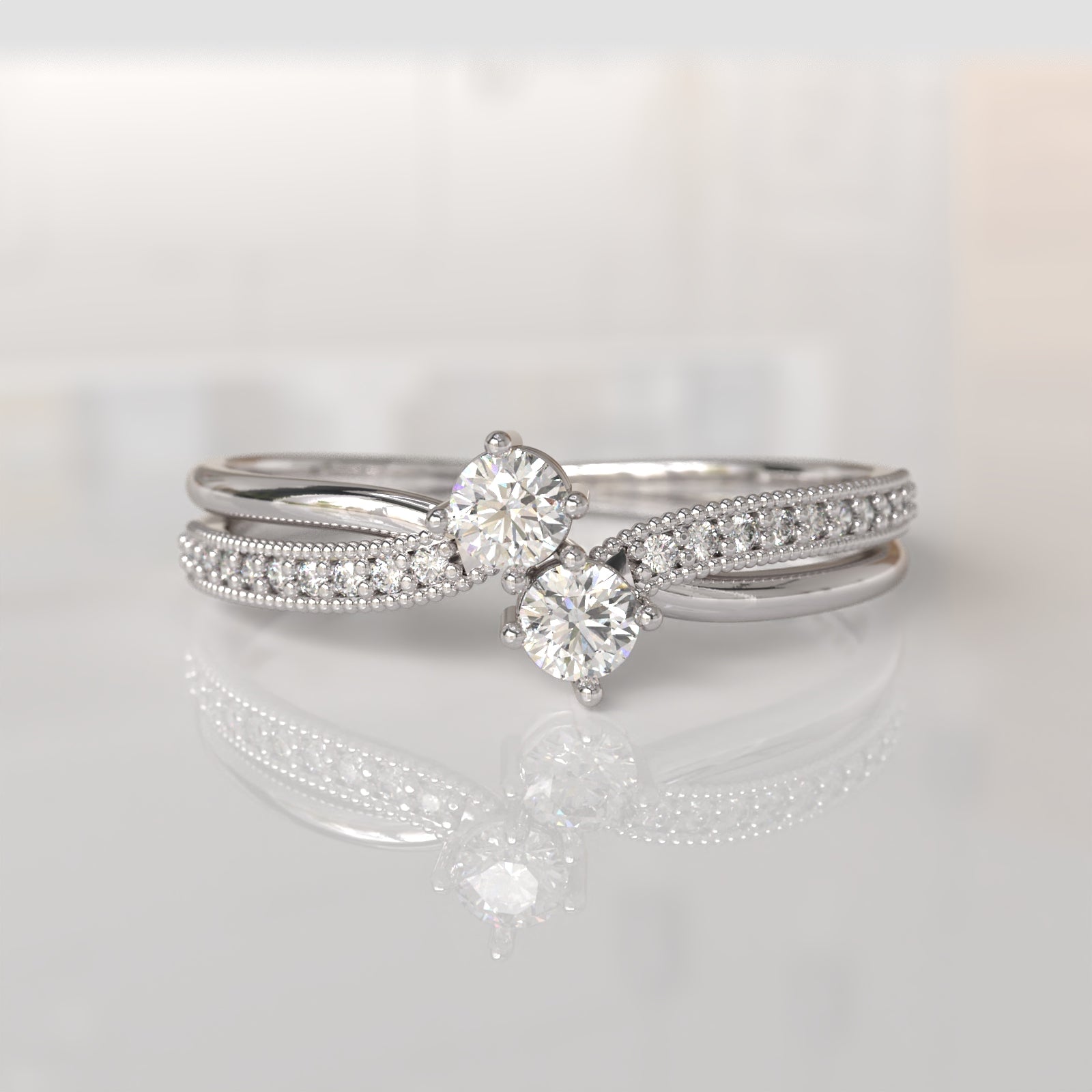 Anillo de Compromiso con Diamantes Mosse - Oro Blanco 18K