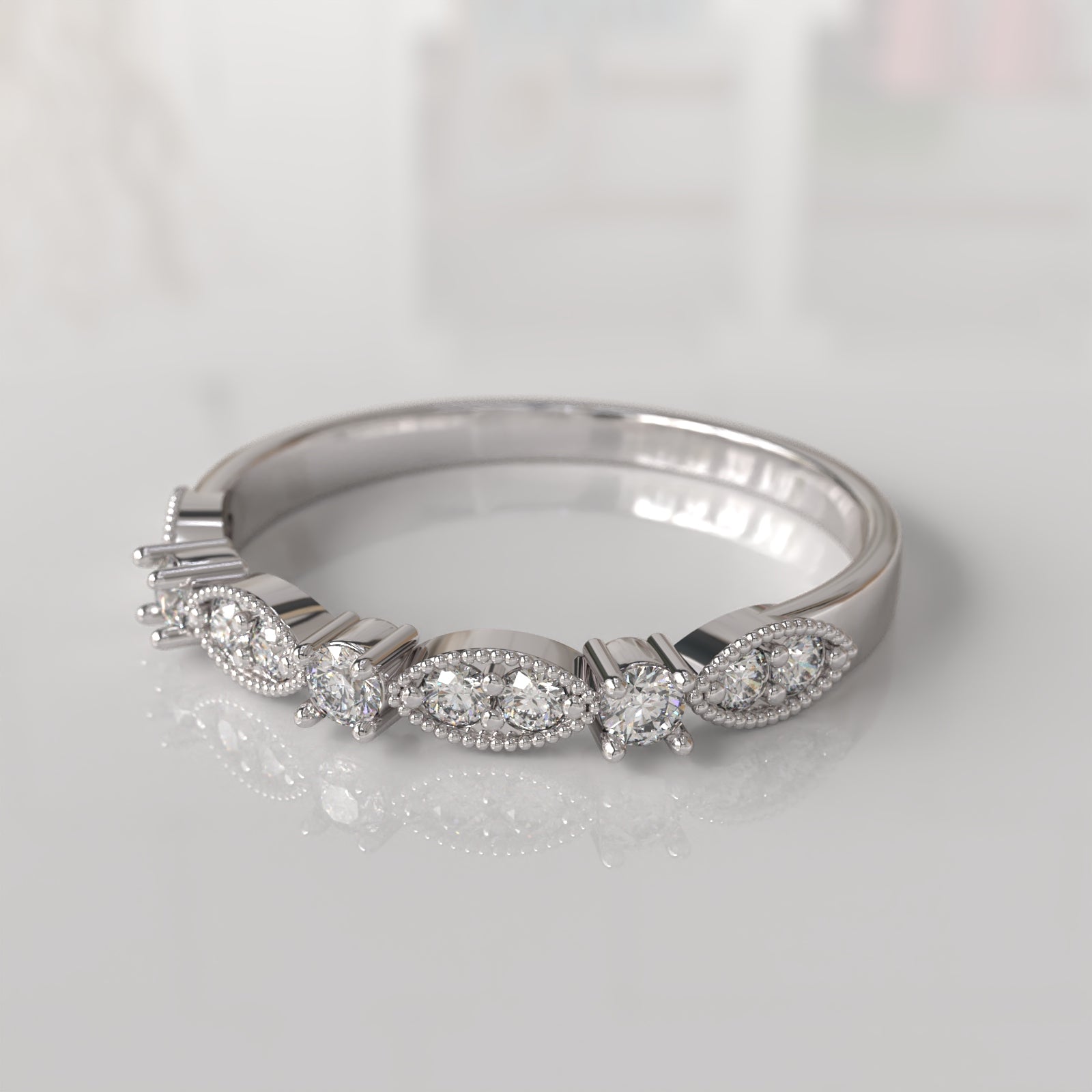 Anillo de Compromiso con Diamantes Alexa - Oro Blanco 18K