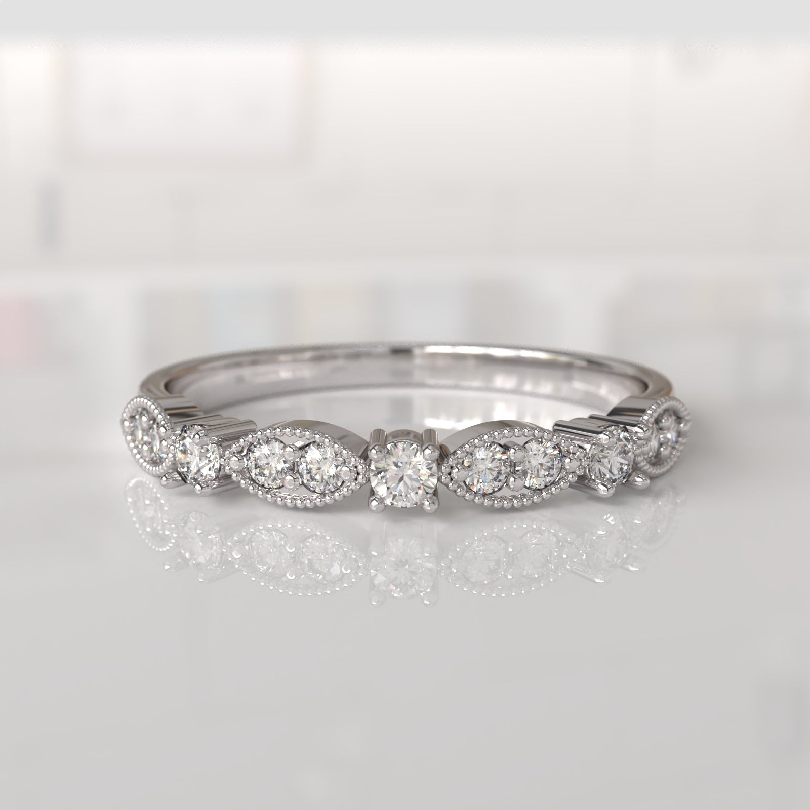 Anillo de Compromiso con Diamantes Alexa - Oro Blanco 18K
