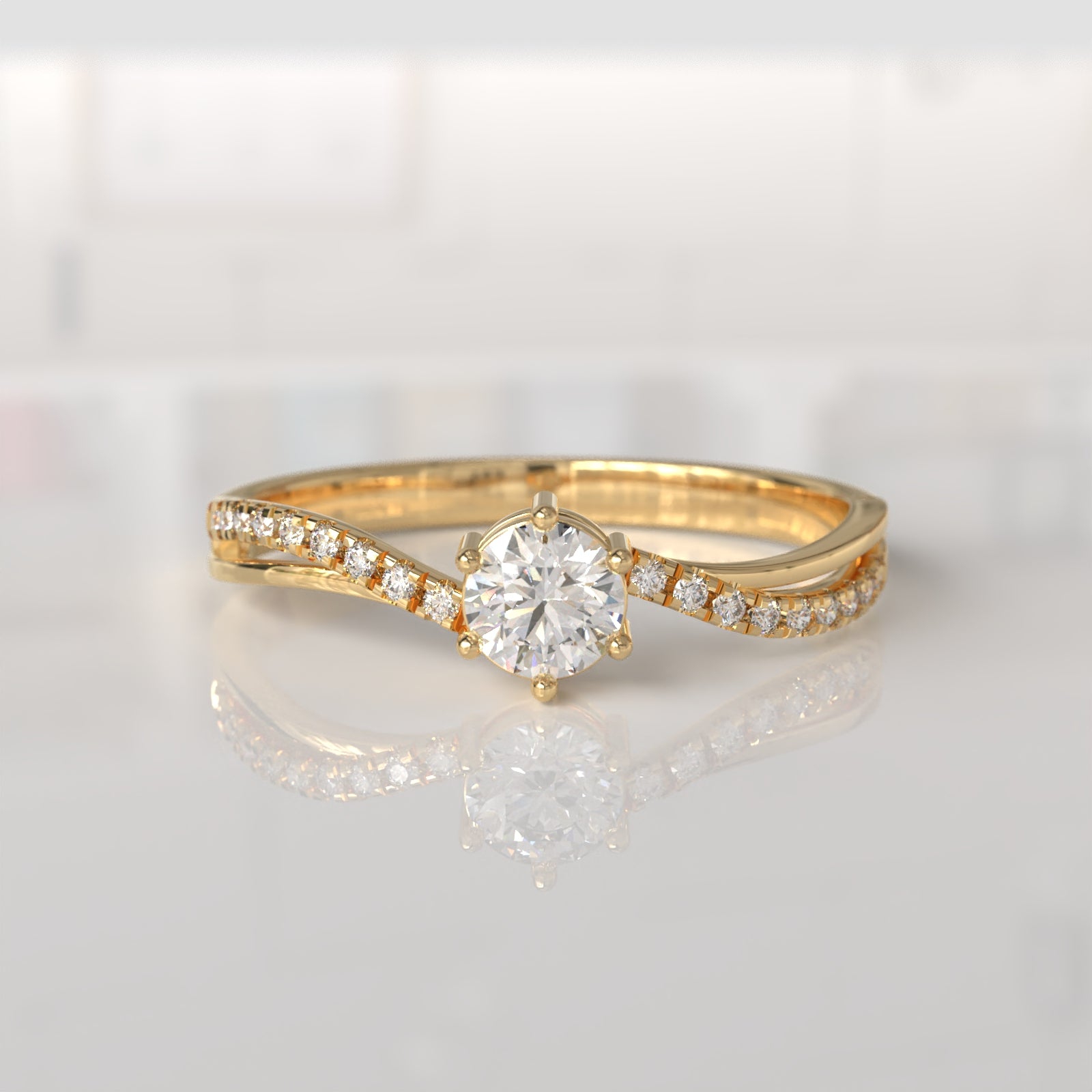 Anillo de Compromiso con Diamantes Noah - Oro Amarillo 18K