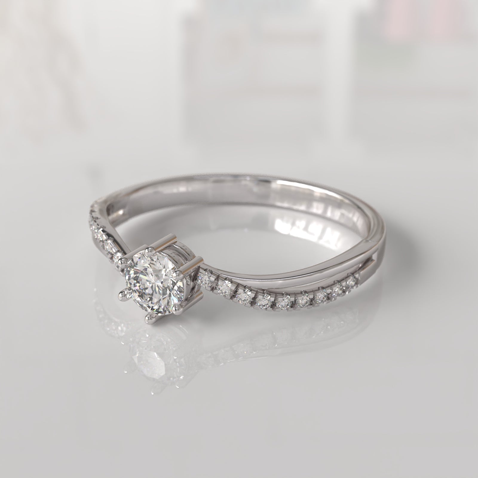 Anillo de Compromiso con Diamantes Noah - Oro Blanco 18K